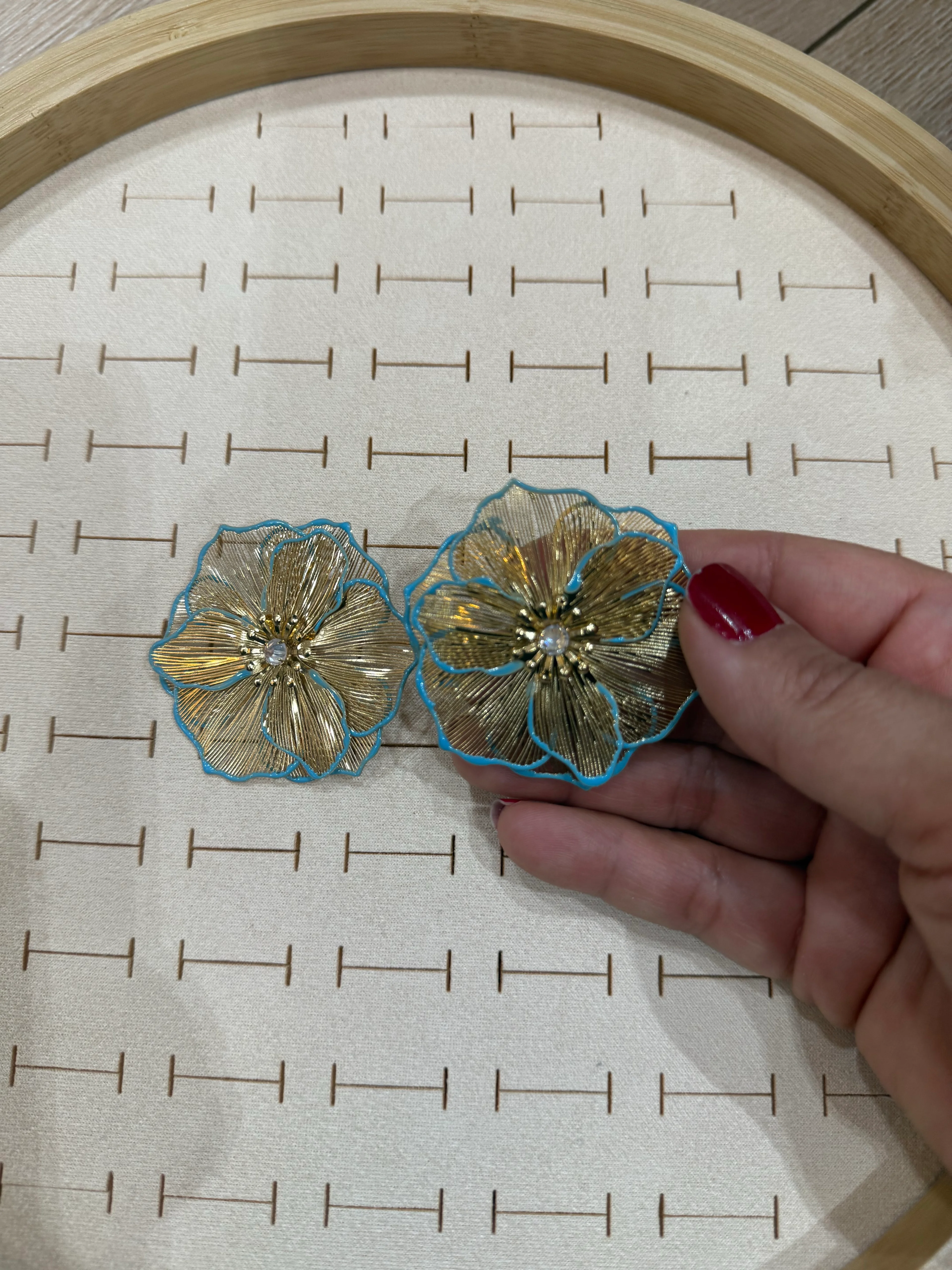 Özel Seri Mavi Gül Küpe