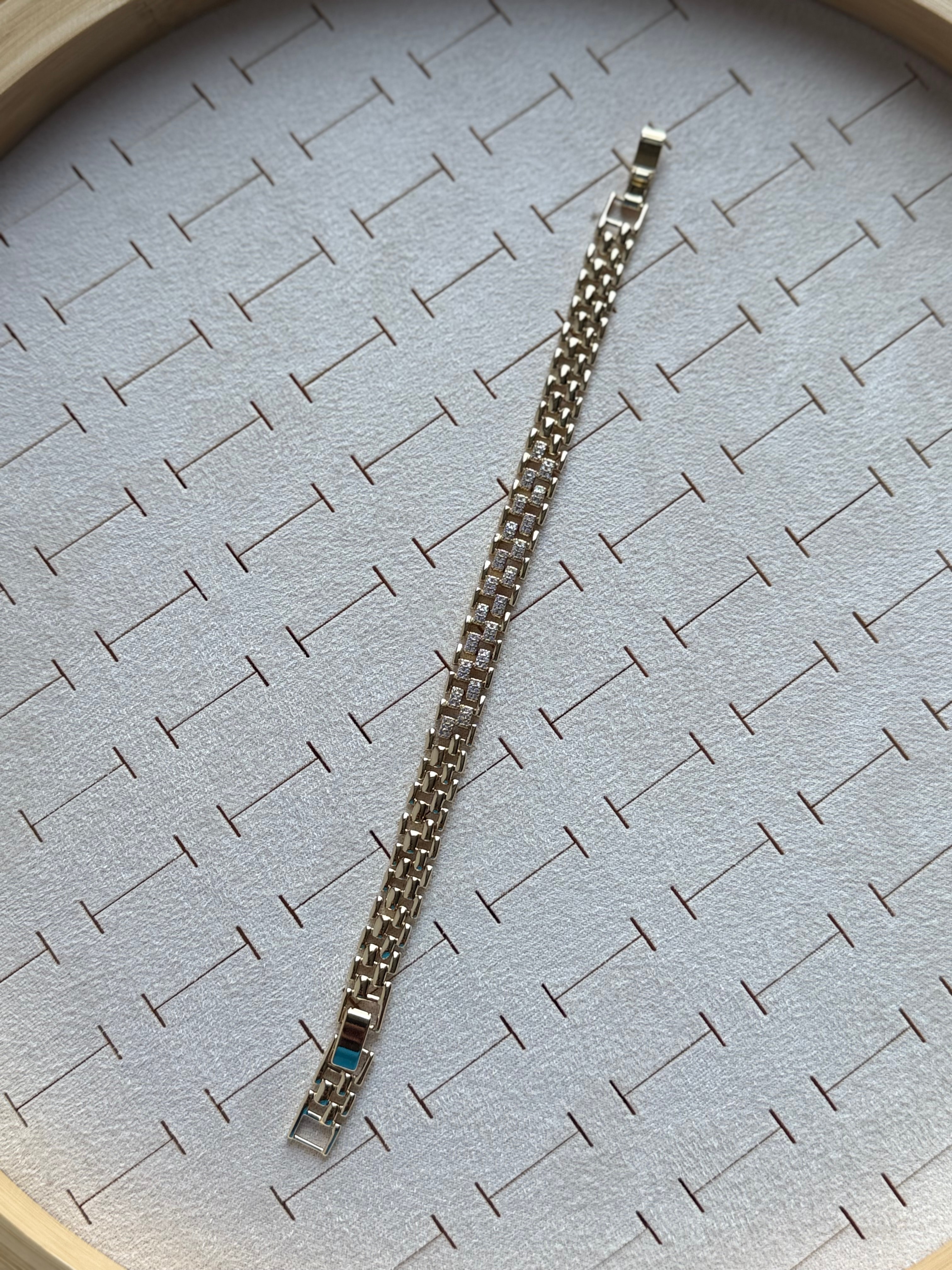 Vip 14k Zirkon Taşlı Örgü Model Bileklik 