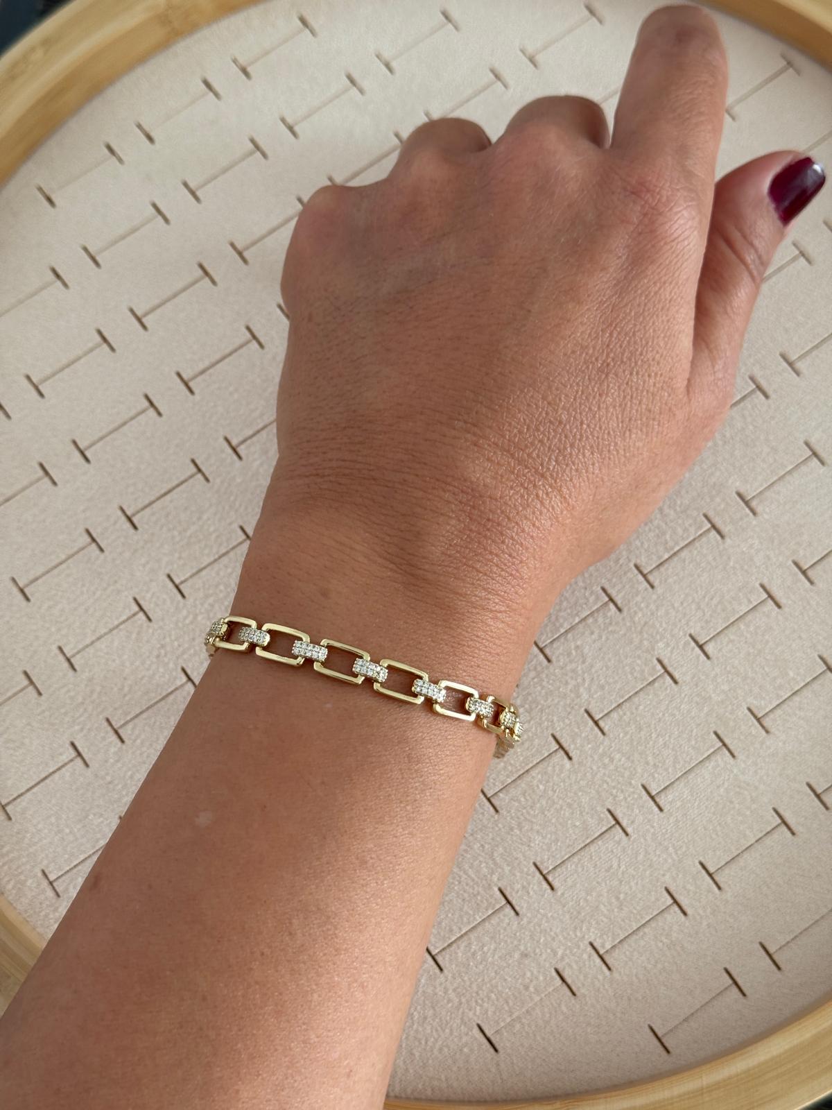 Vip 14k Zirkon Taşlı Zincir Model Bileklik