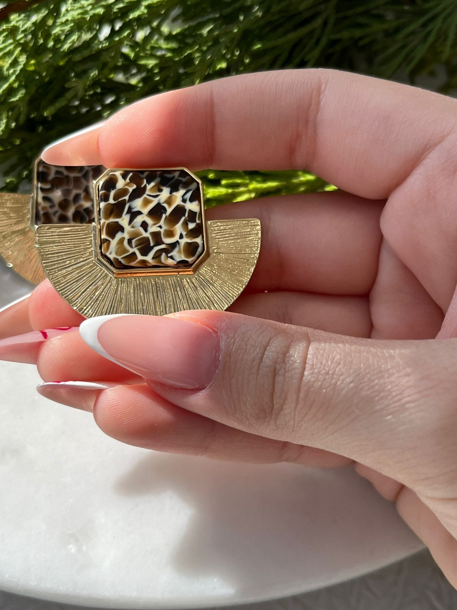 Leopar Yelpaze Küpe