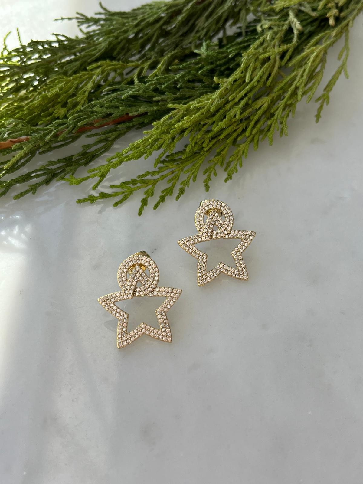 Vip 14K Taşlı Yıldız Küpe