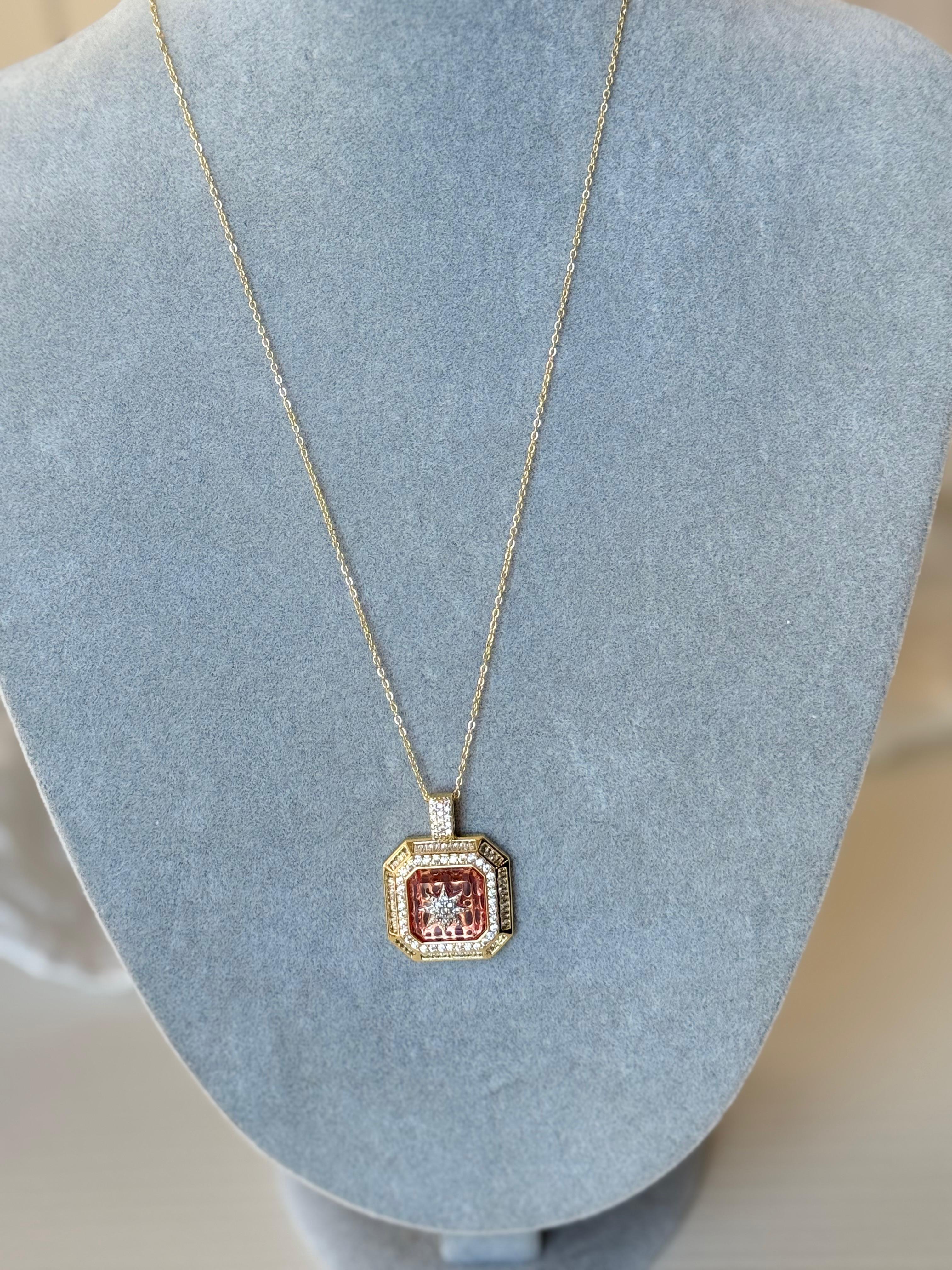 Çelik14k Pembe Taşlı Yıldız Figürlü Kolye