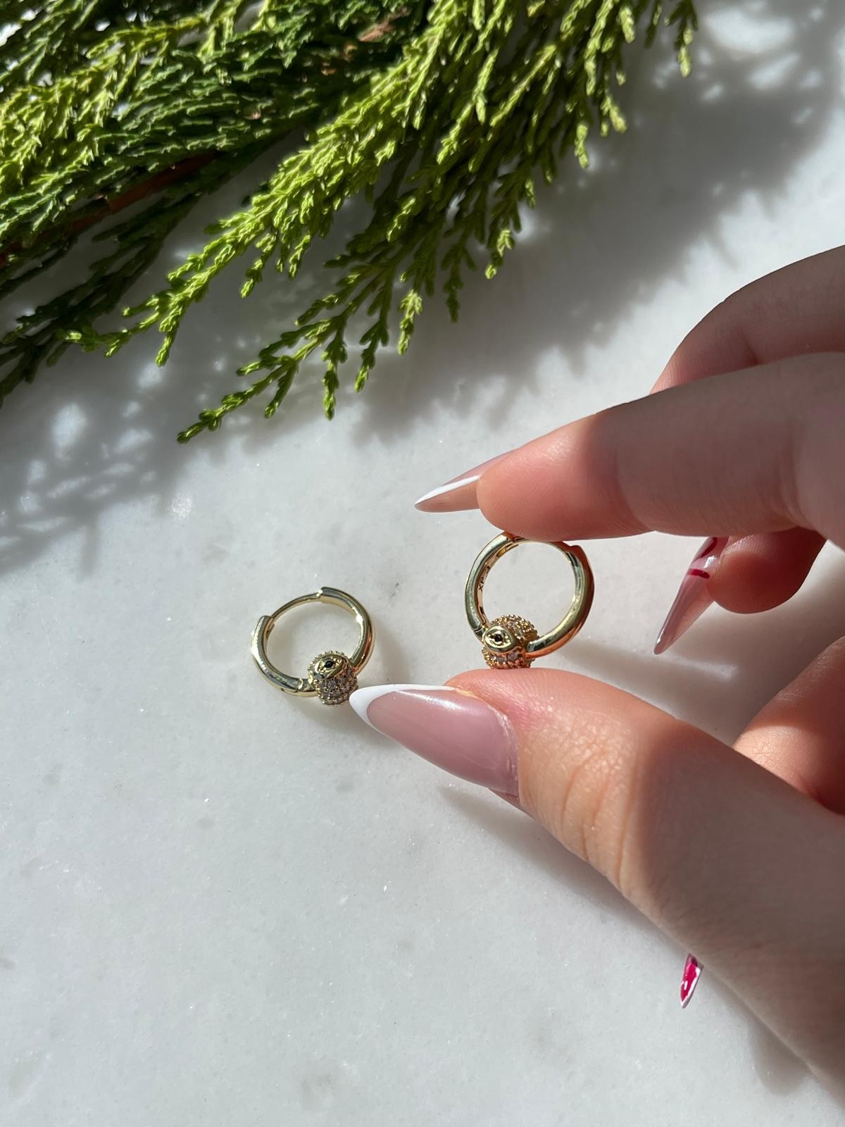 Vip 14k Minimal  Gözlü Halka Küpe