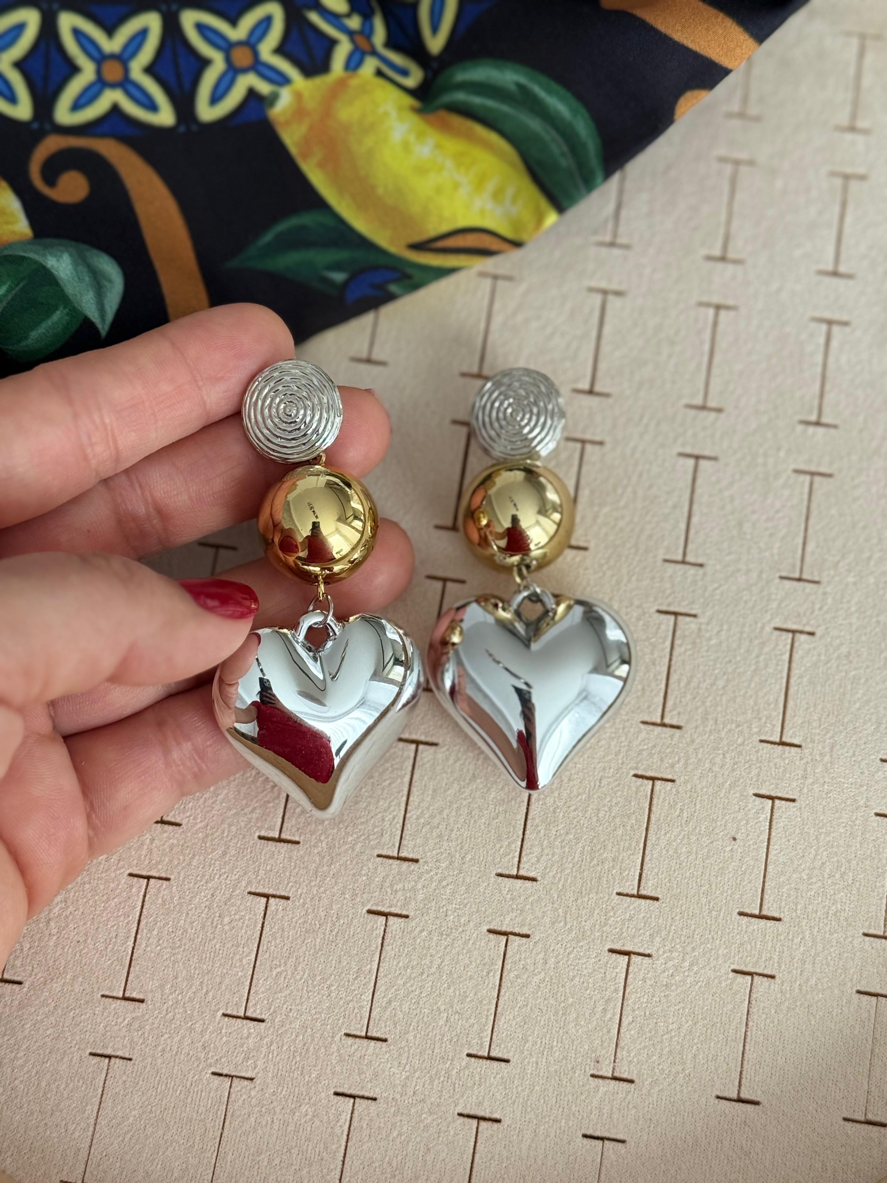 Özel Seri Çift Renkli Mix Kalp Küpe 