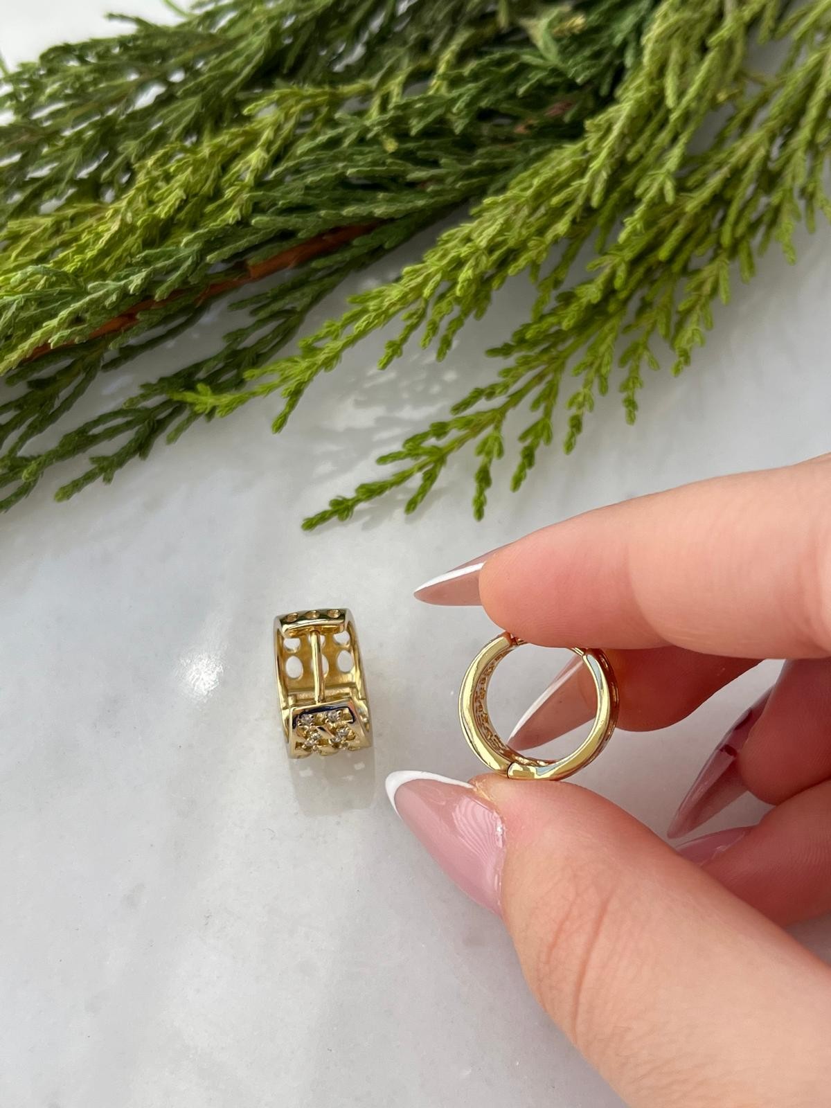 Vip 14k Izgara Model Kalın Halka Küpe
