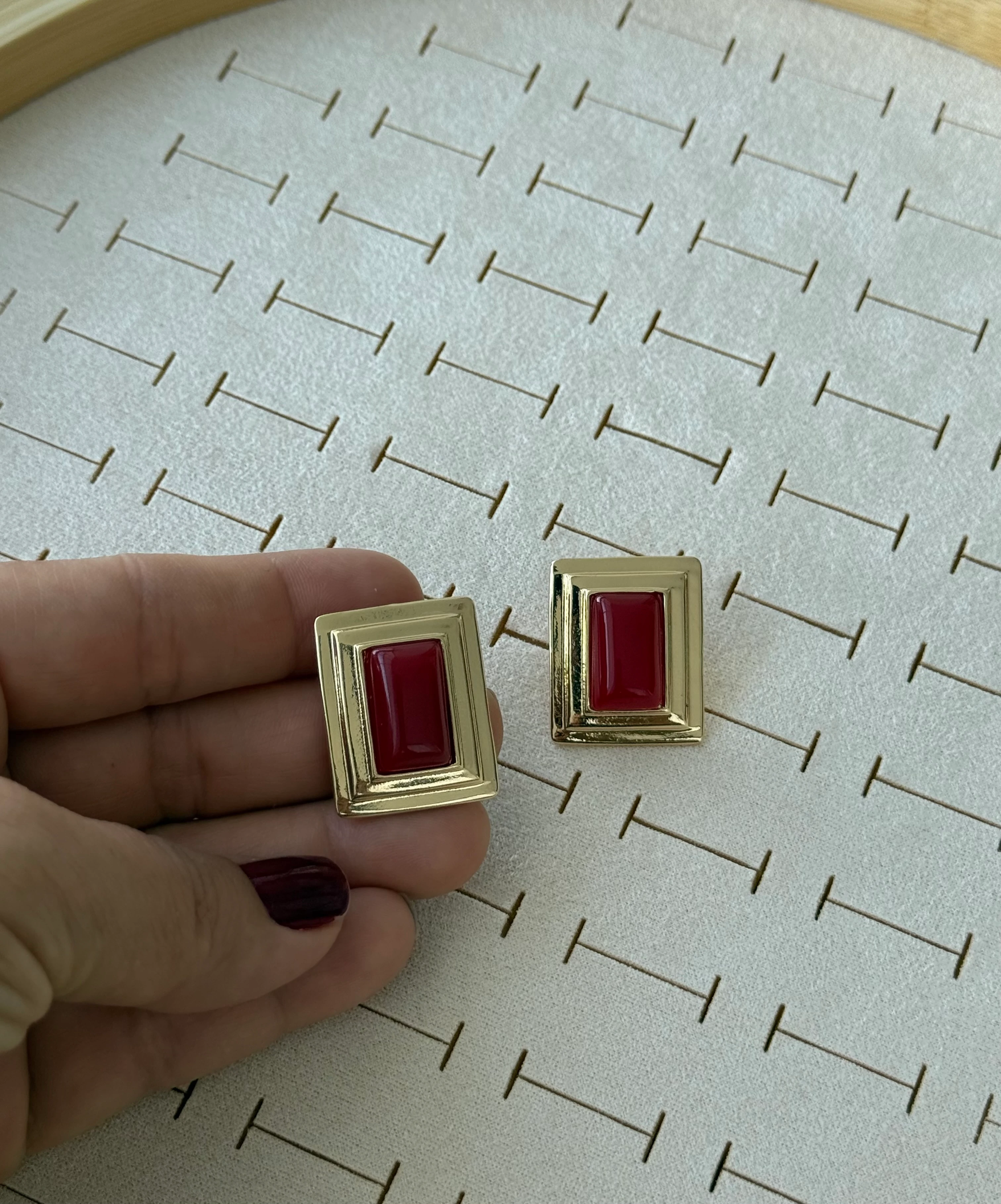 Özel Seri Bordo Plaka Küpe