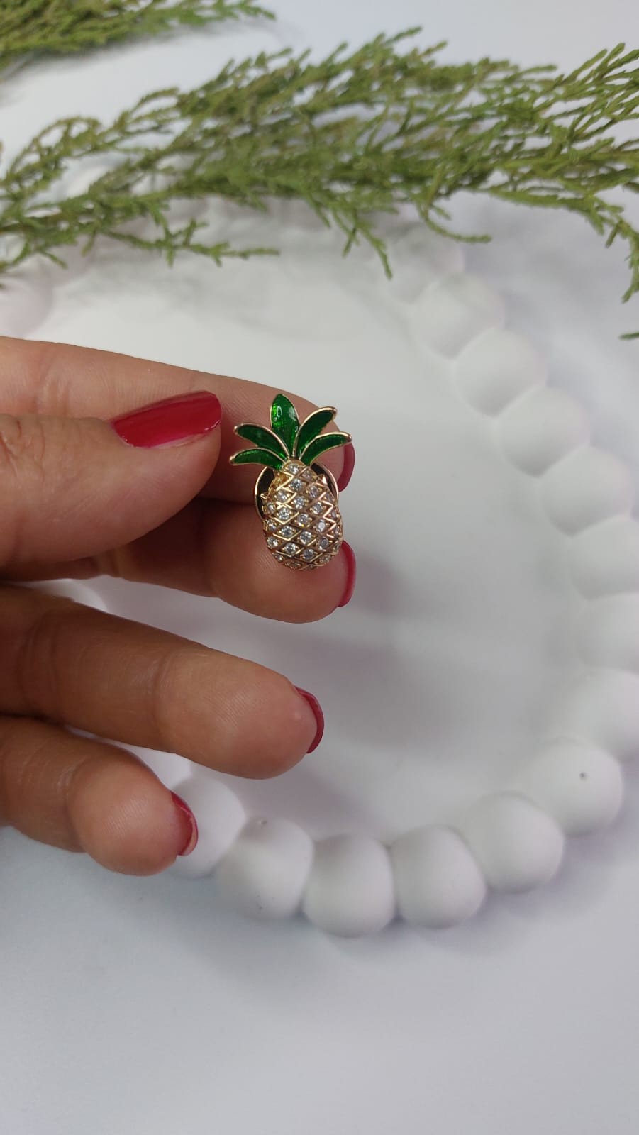 Taşlı Ananas Broş