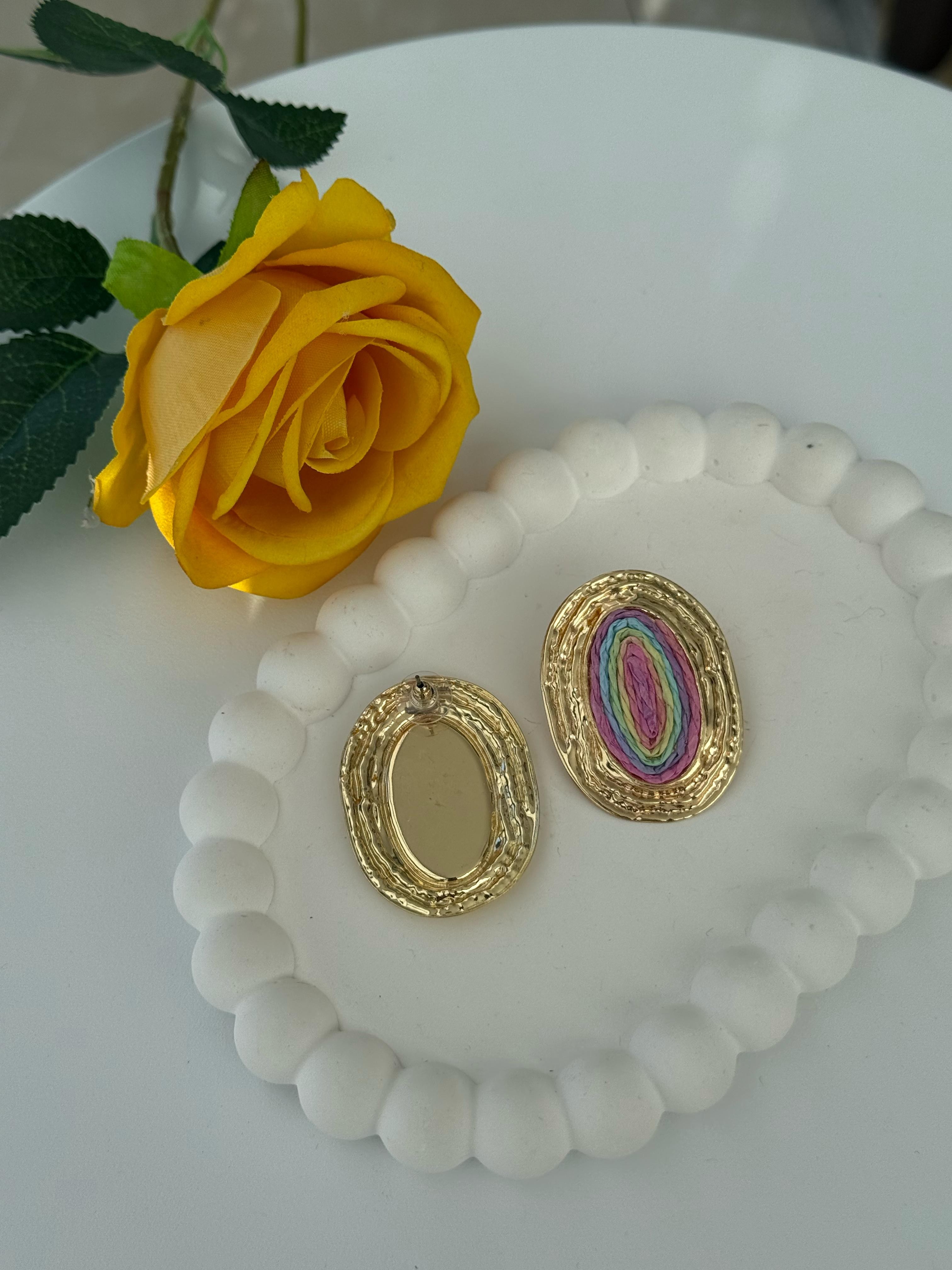 Özel Seri Renkli Hasır İpli Plaka Küpe