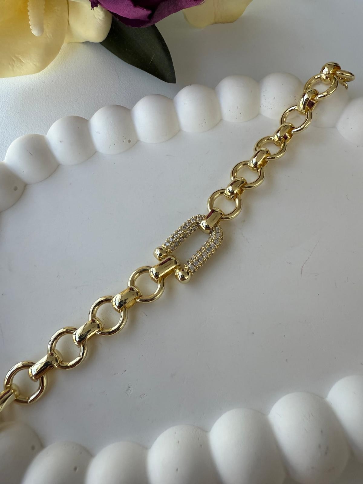 Vip 14k Zirkon Taşlı Nal Bileklik