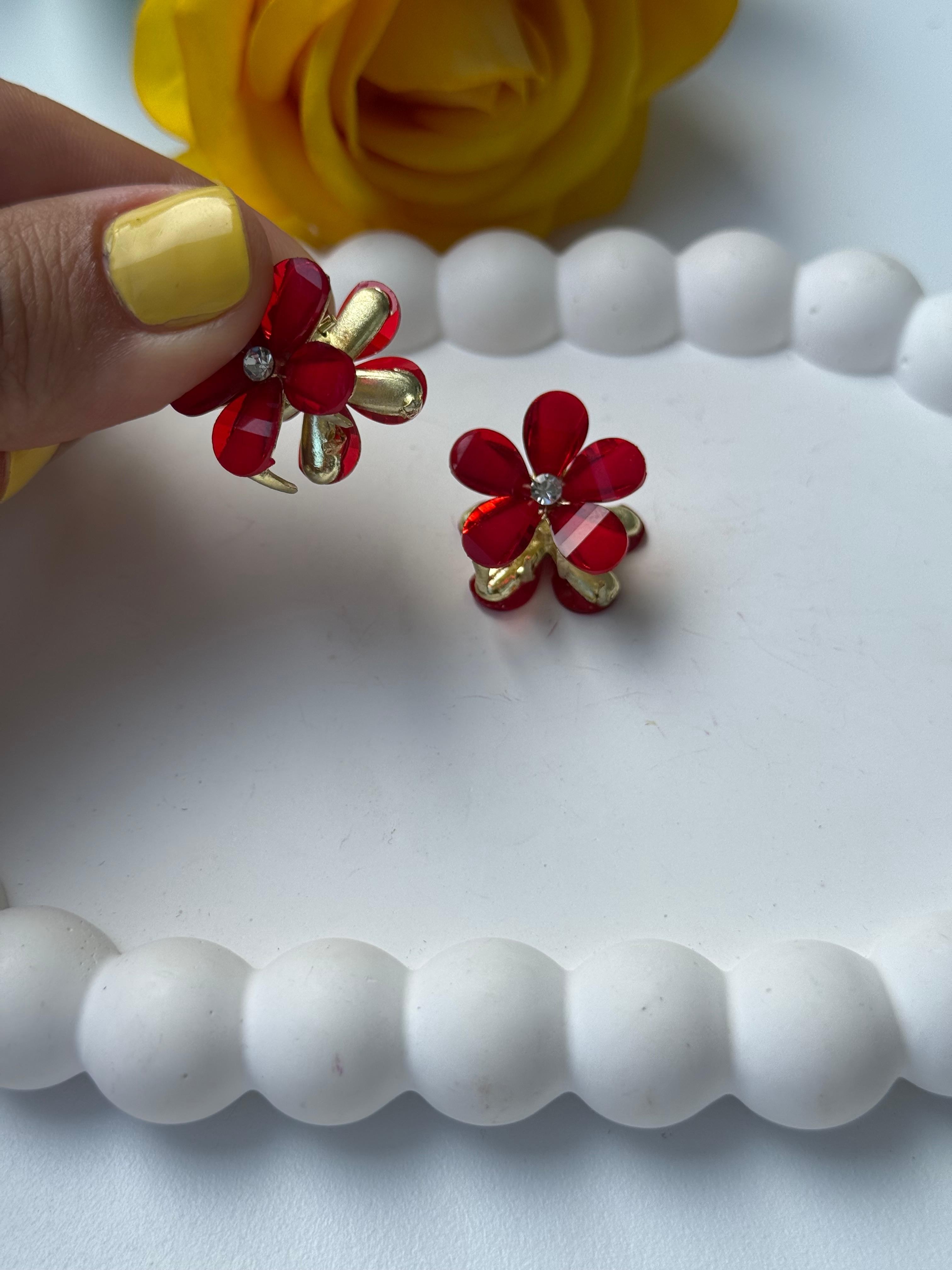 Minimal  Mandal Çiçek Toka  Kırmızı 