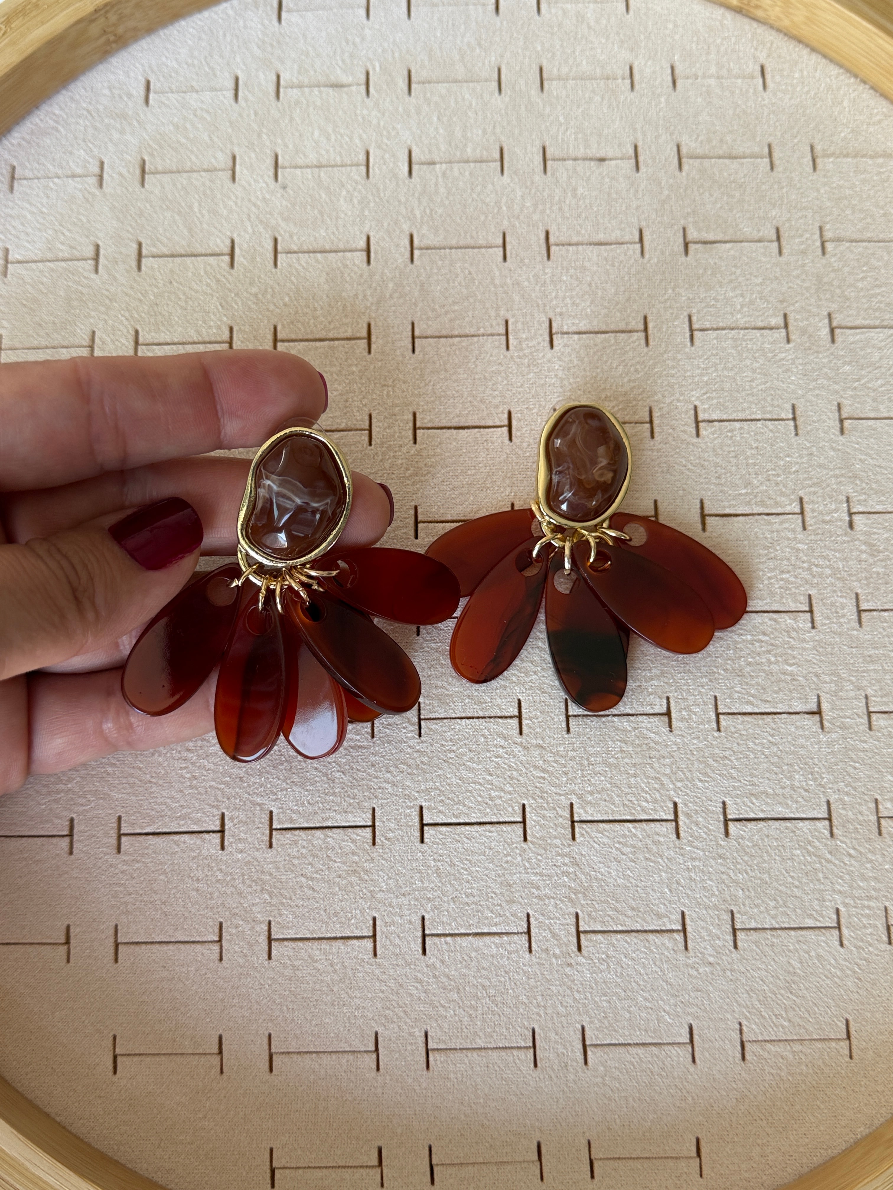 Özel Seri Lux Marka Sallantılı Kahve Küpe