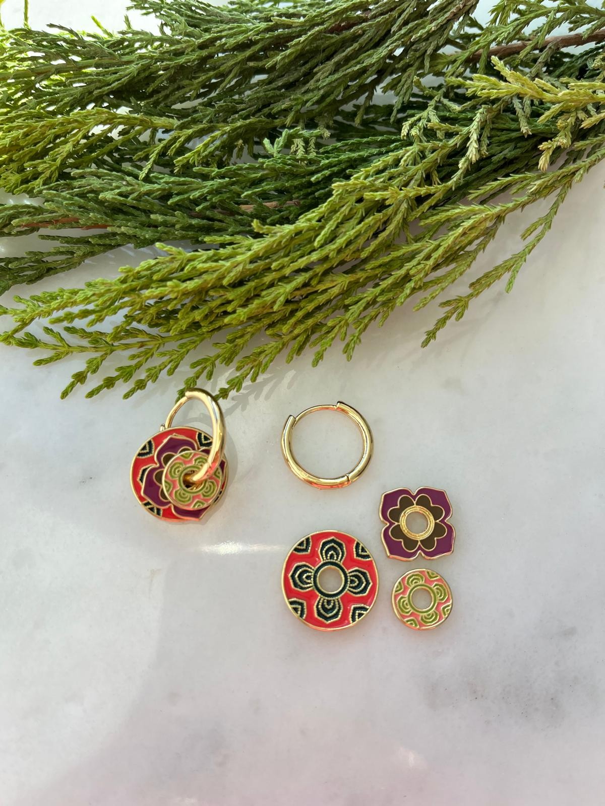 Özel Seri Vintage Turuncu Charmlı Küpe