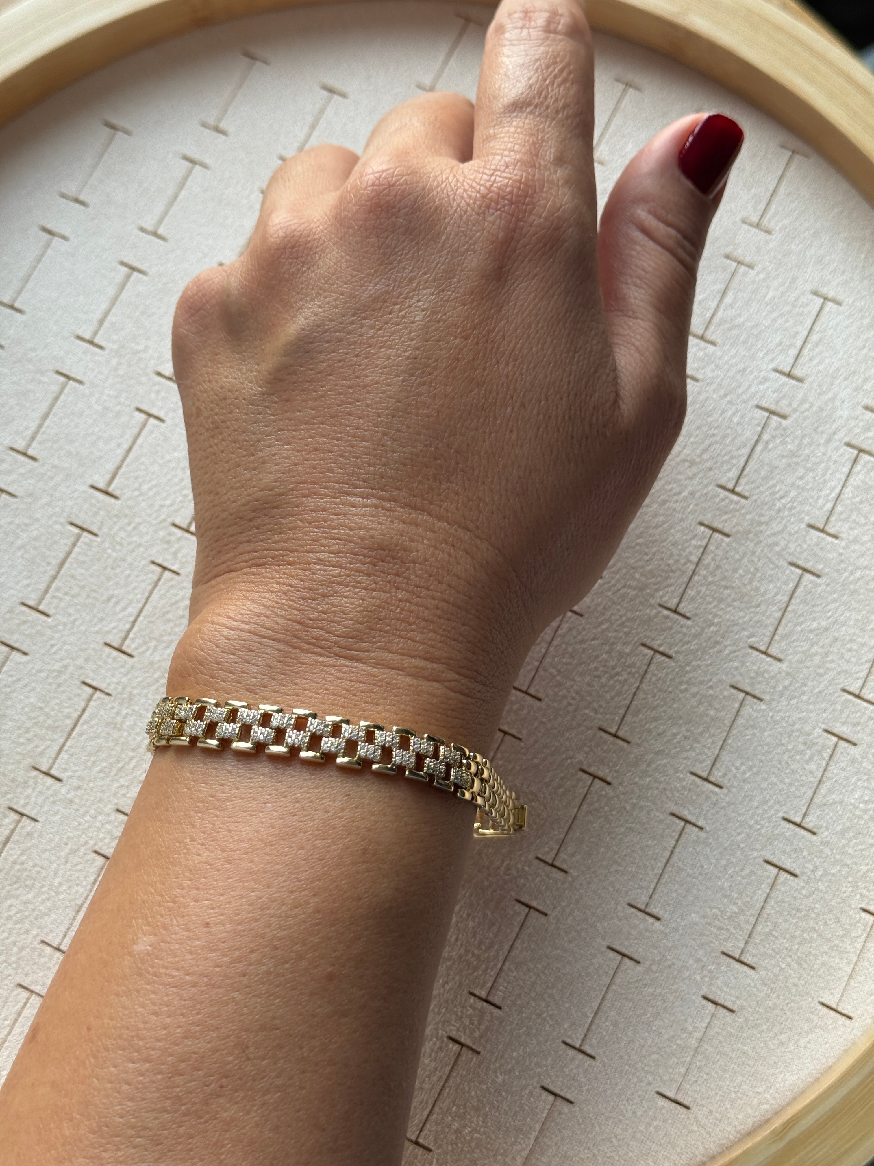 Vip 14k Zirkon Taşlı Örgü Model Bileklik 