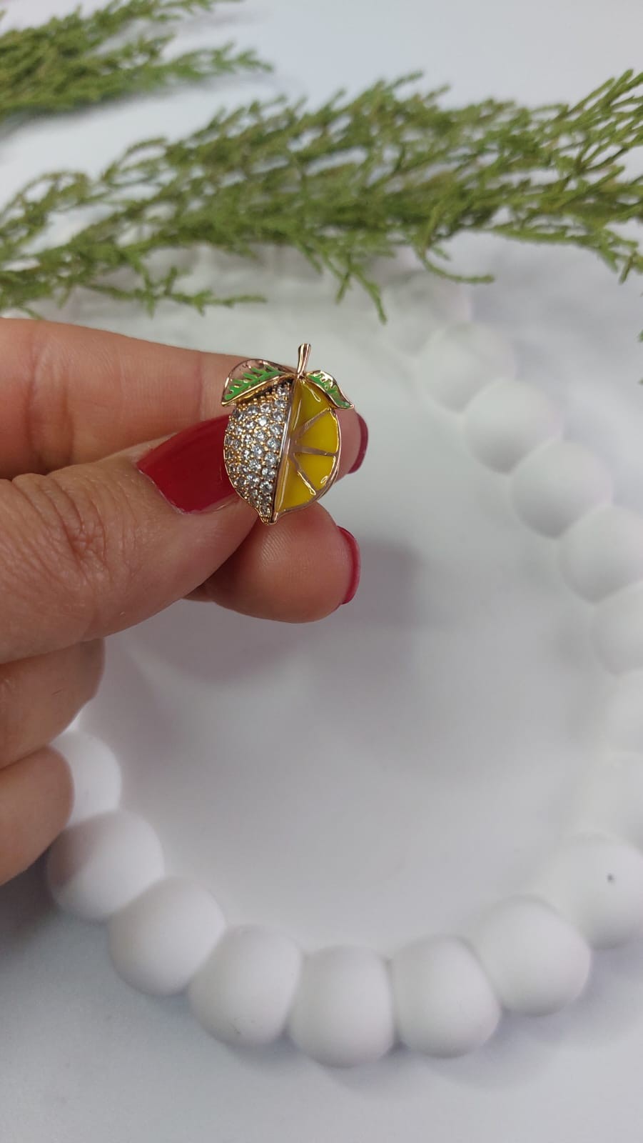 Taşlı Limon Broş