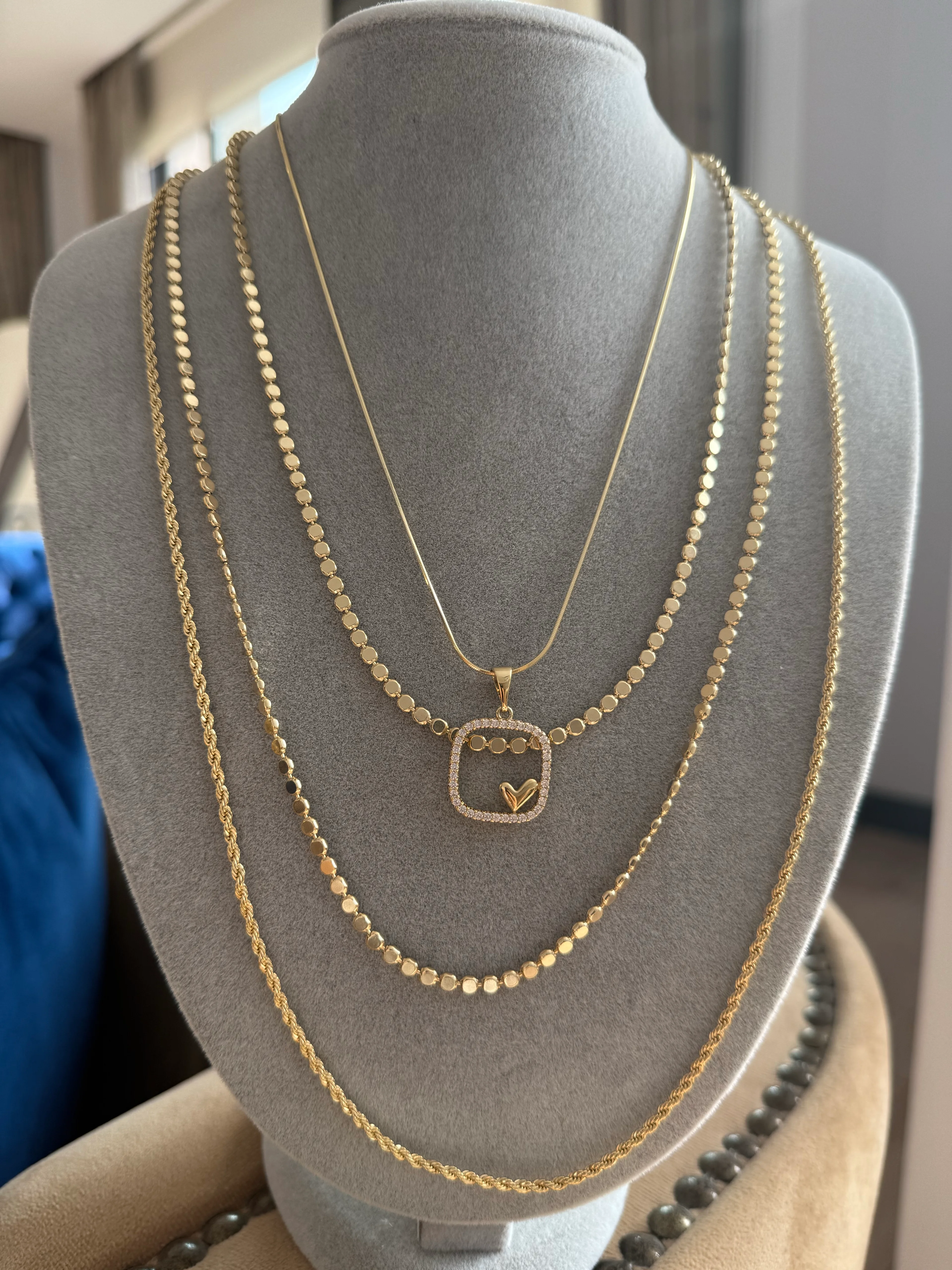 Vip 14k Kare Kalp Kolye Kombini 