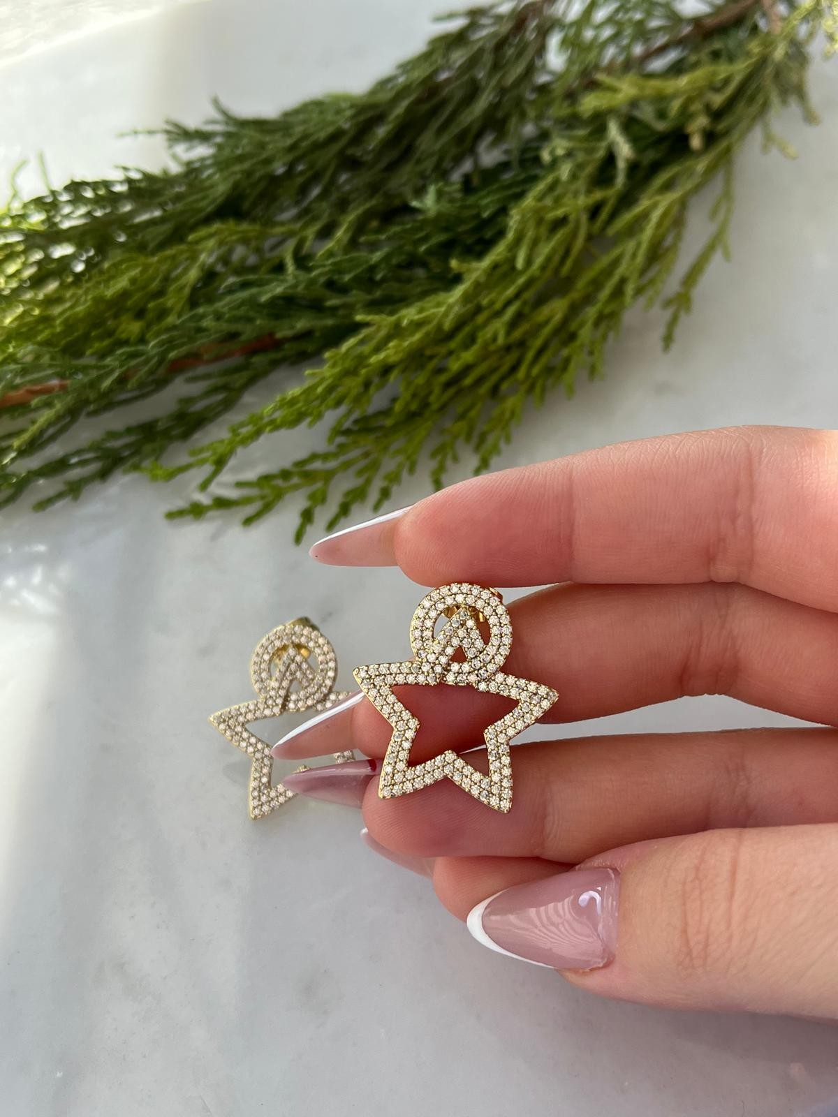 Vip 14K Taşlı Yıldız Küpe