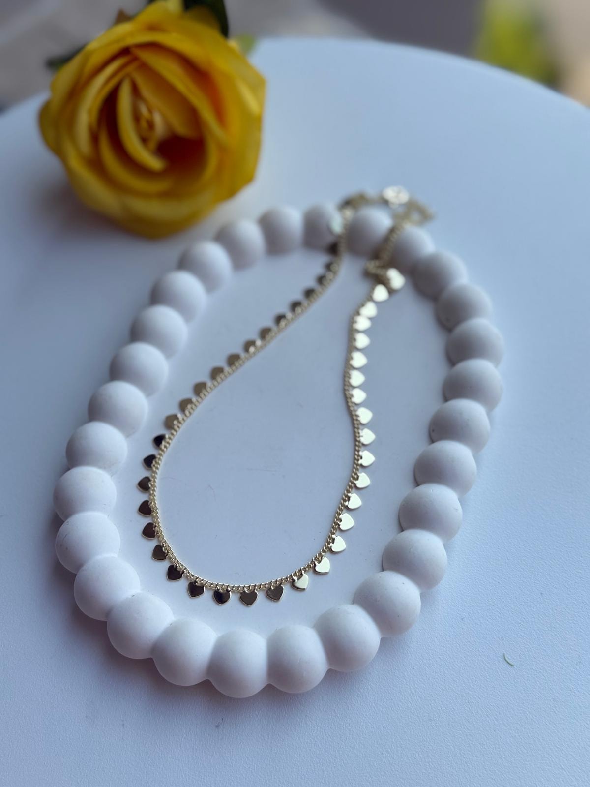 Özel Seri 14k Kalpli Plaka Sallantılı  Kolye (50cm)