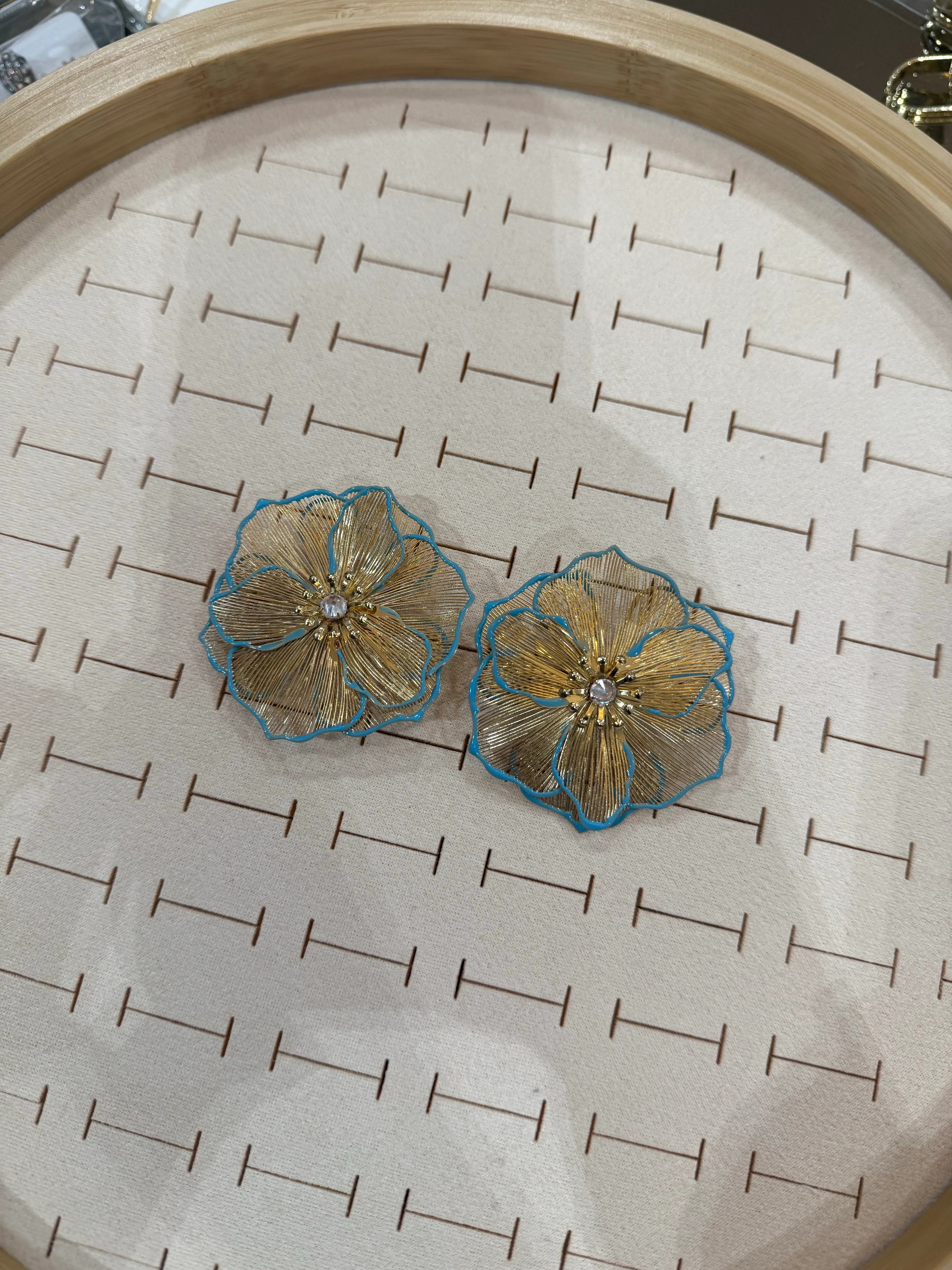 Özel Seri Mavi Gül Küpe