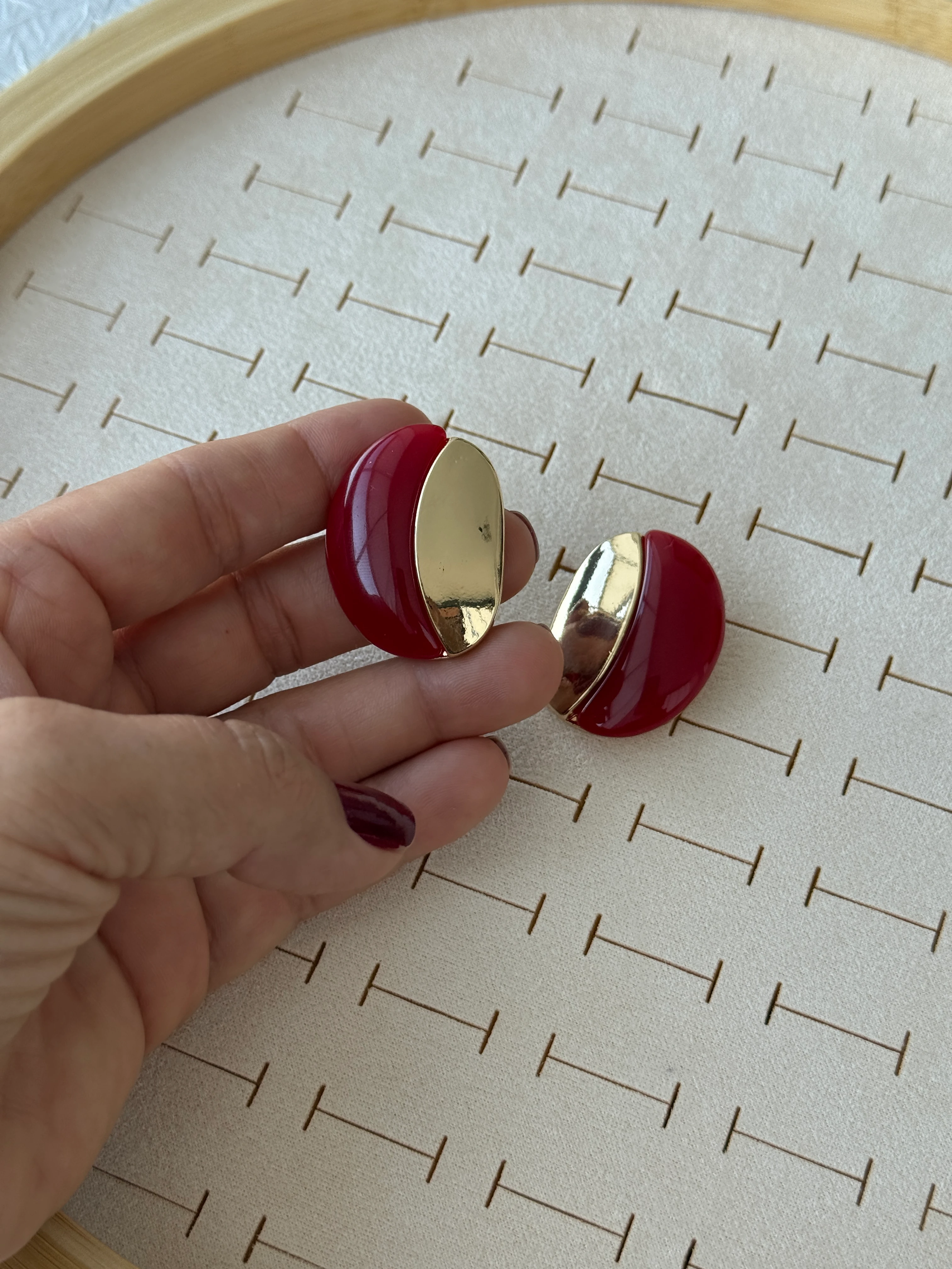 Özel Seri Gold Bordo Küpe