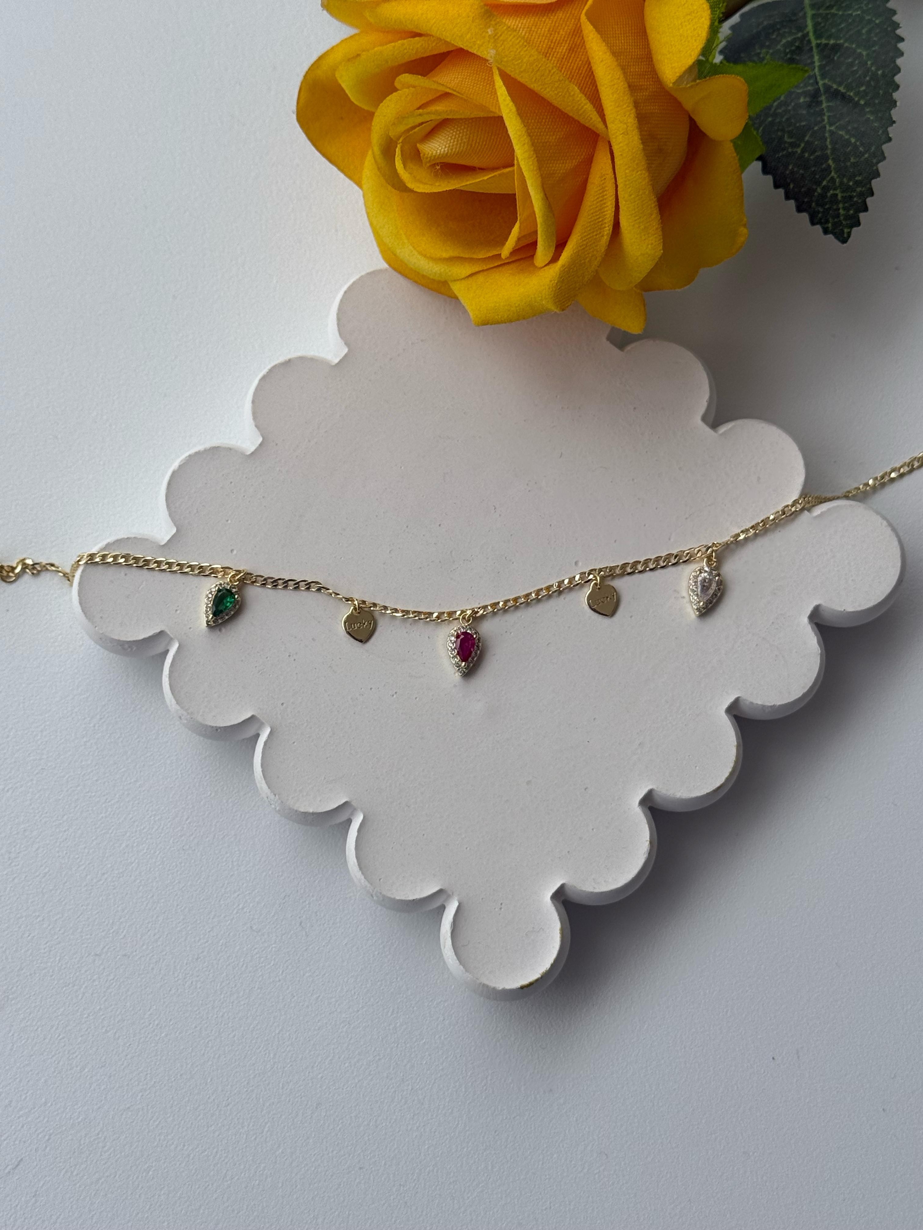 Vİp 14k Renkli Damla Halhal