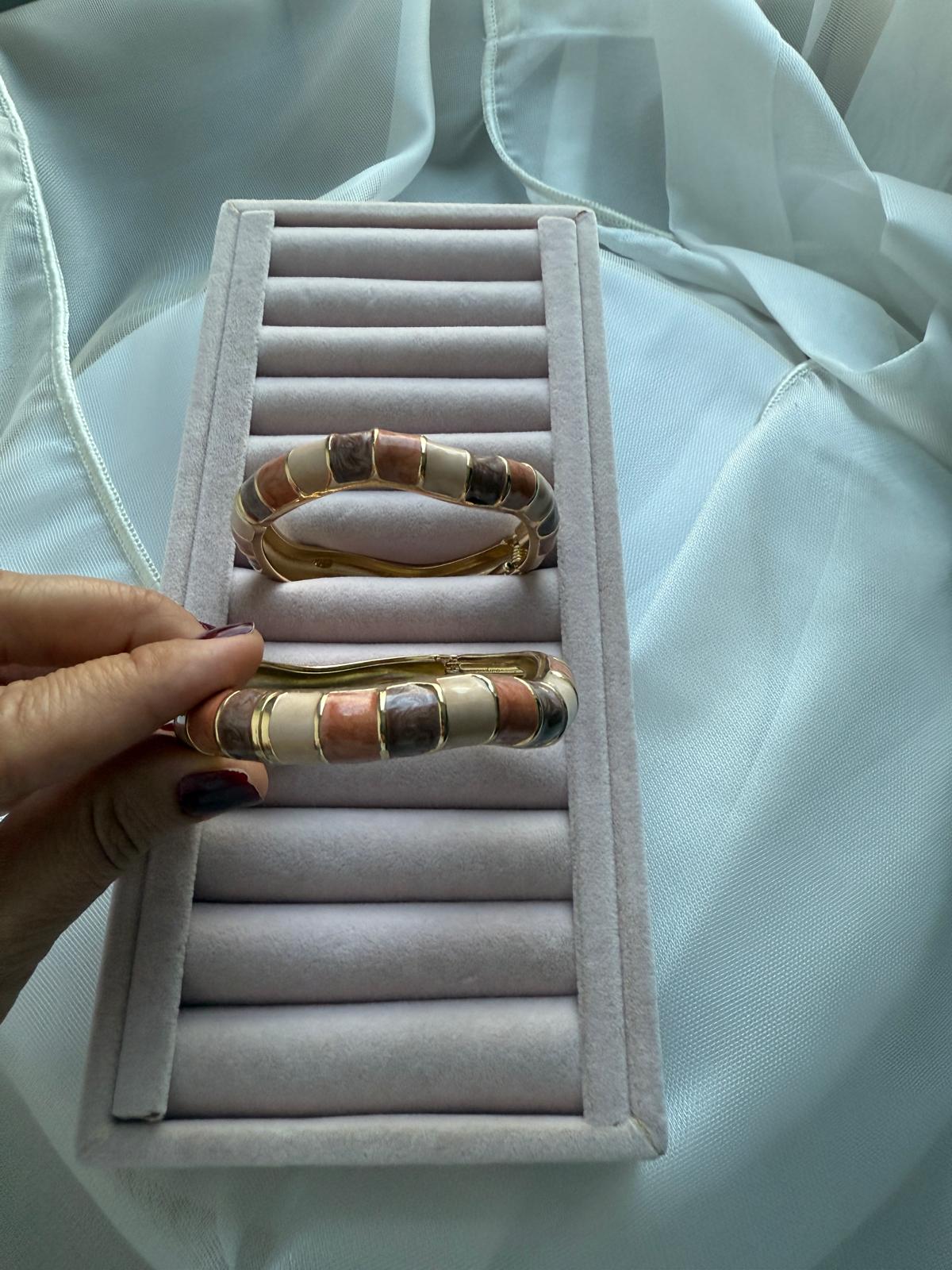 Özel Seri  Mineli Kelepçe Bileklik-Sütlü Kahve