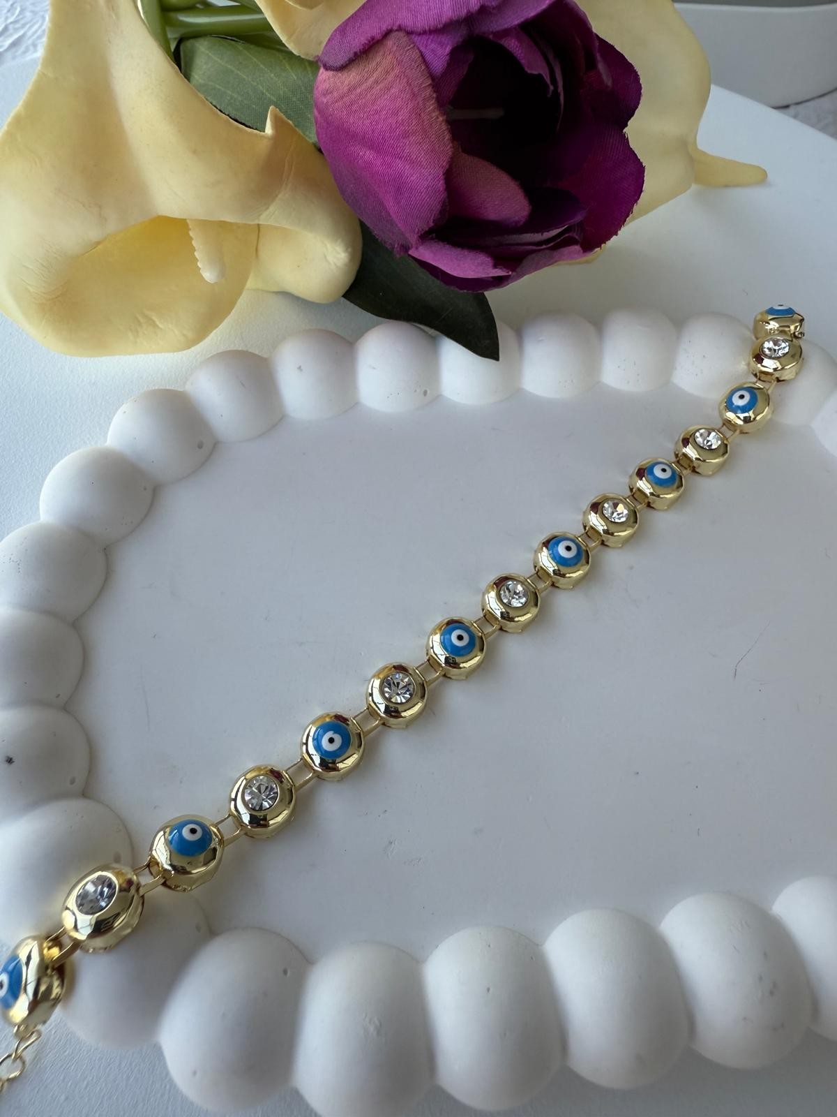 Vip 14K  Sıralı Daire Nazarlı Bileklik