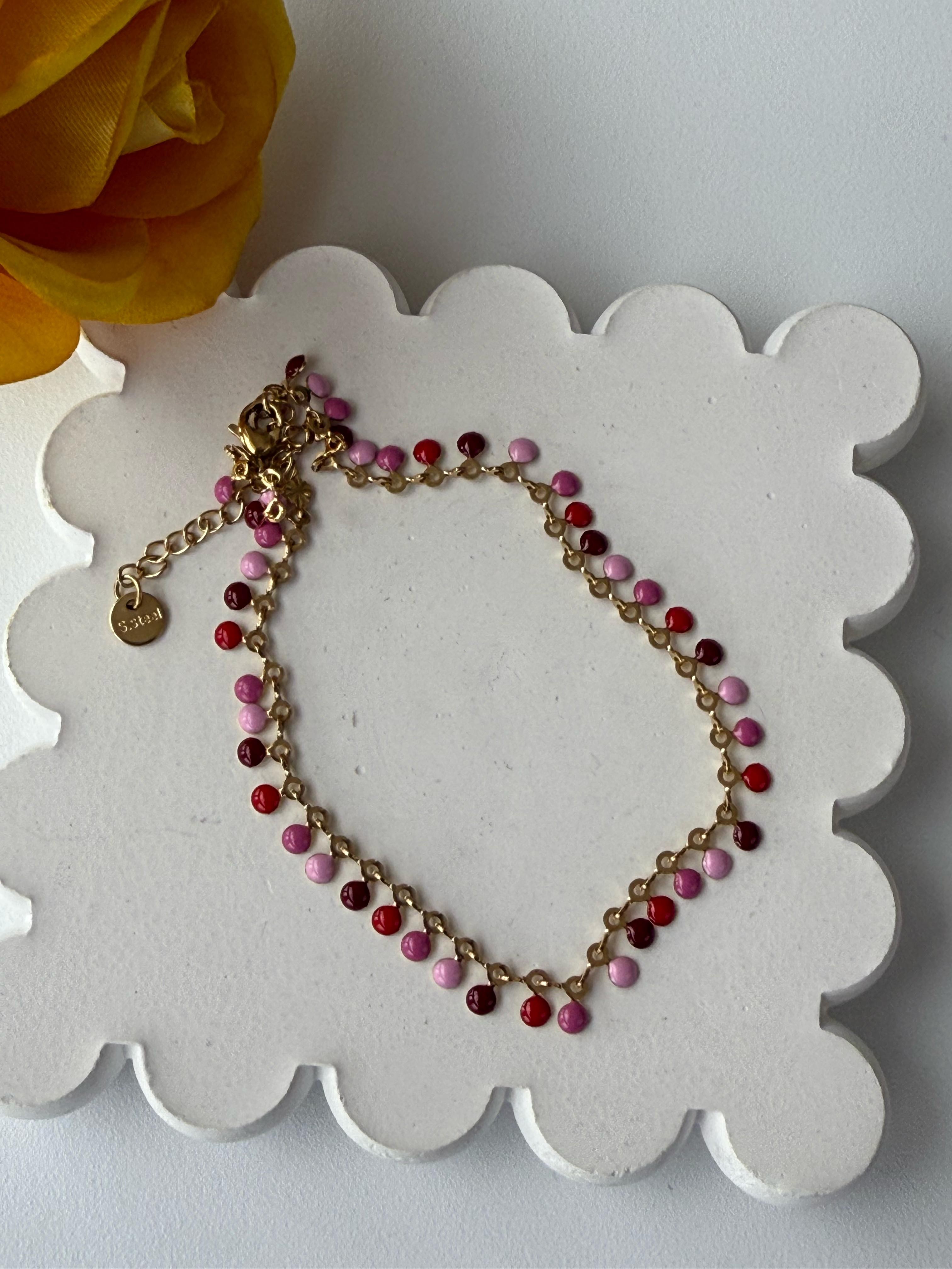 Çelik Pembe Kırmızı Bordo Pullu Halhal