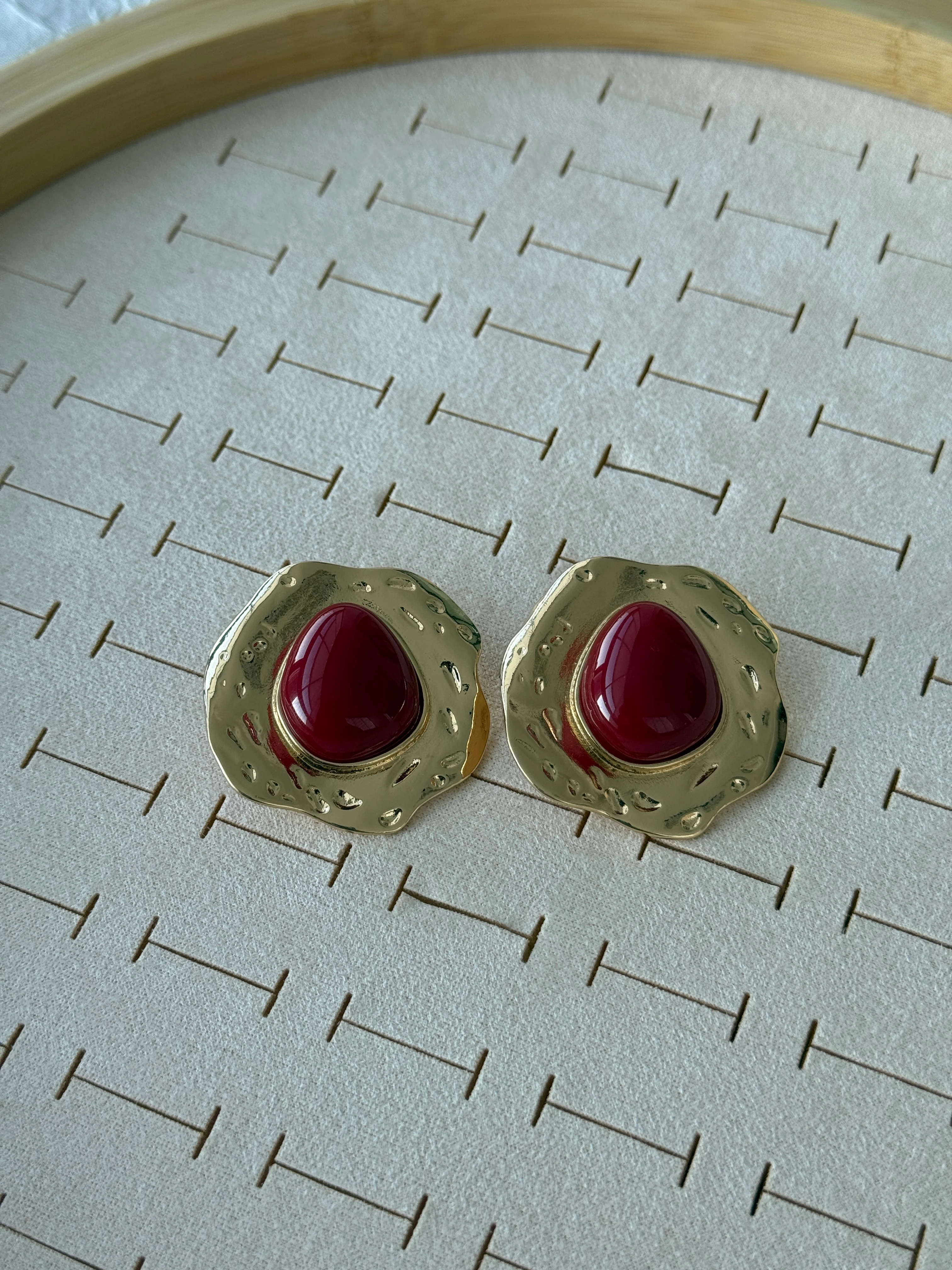 Özel Seri Vintage Mat Bordo Küpe