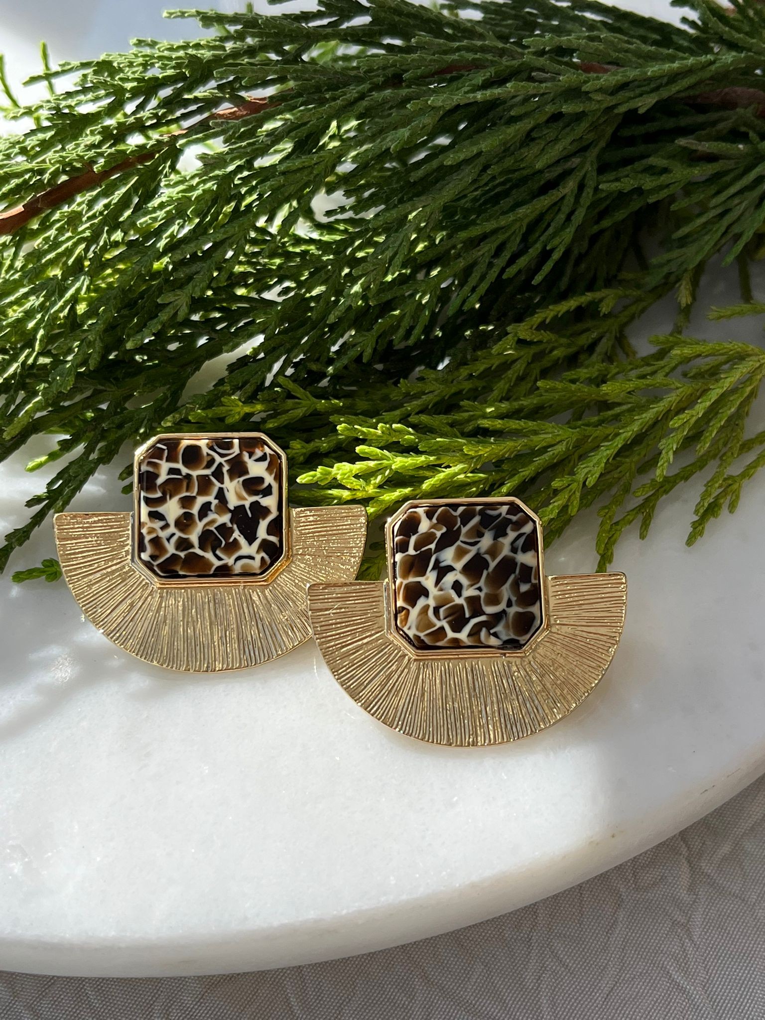 Leopar Yelpaze Küpe