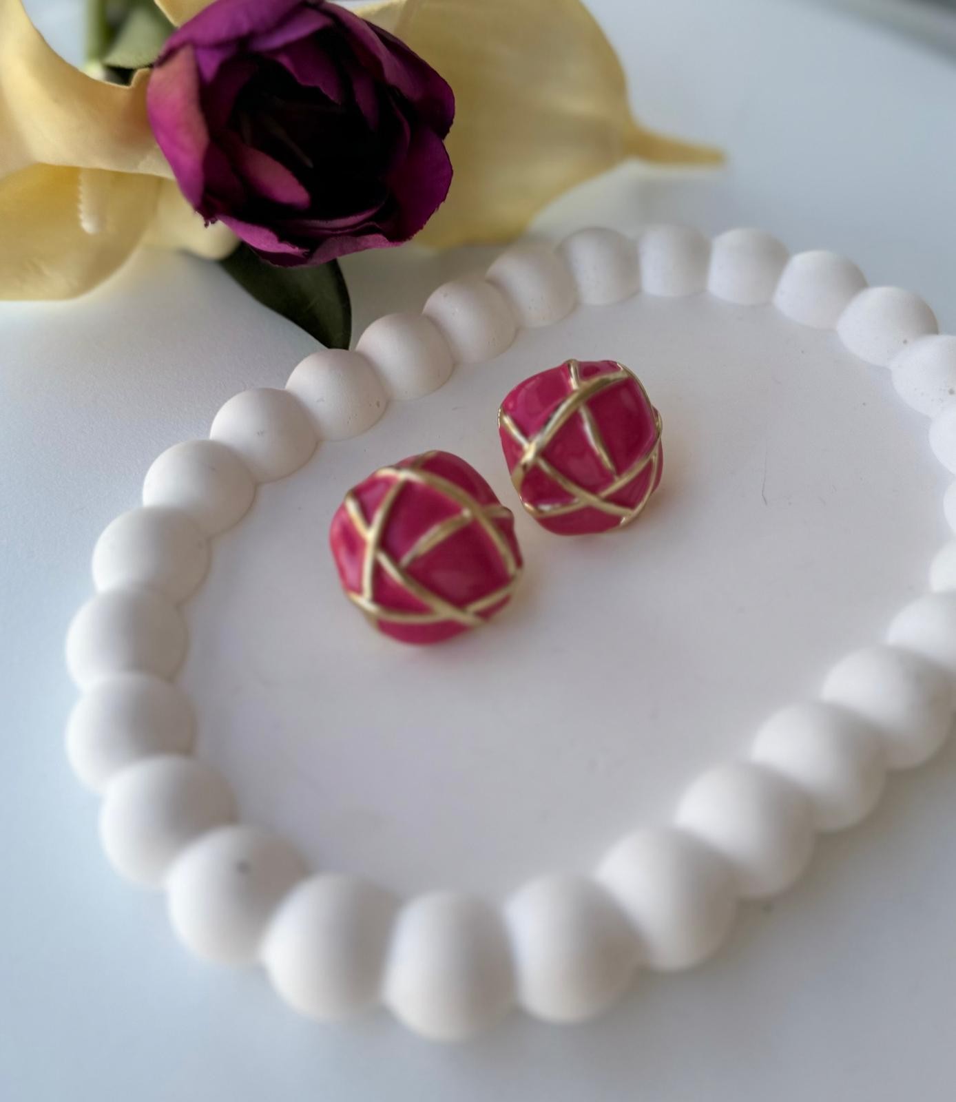 Özel Seri Vintage Pembe Küpe