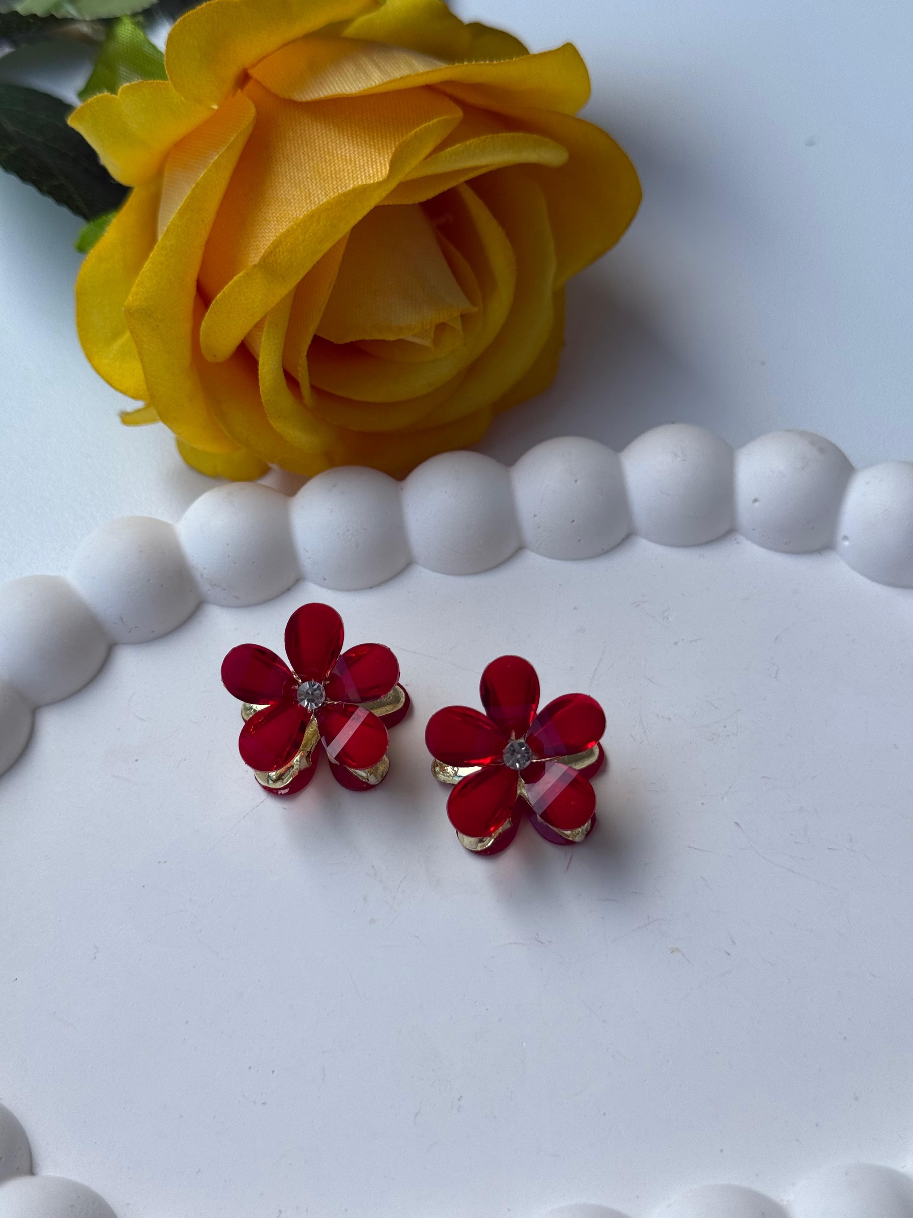Minimal  Mandal Çiçek Toka  Kırmızı 