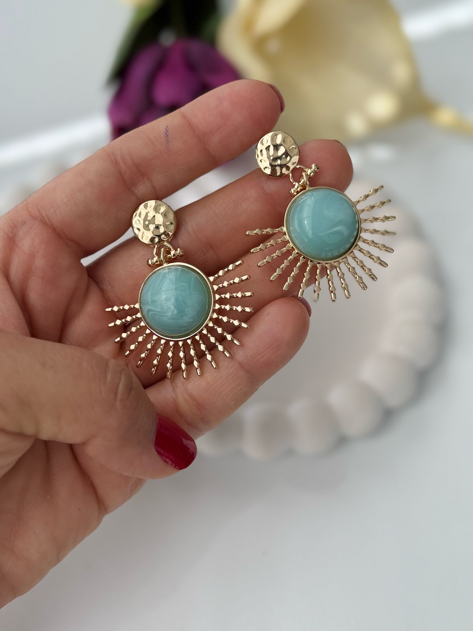 Özel Seri Yeşil Vintage Küpe