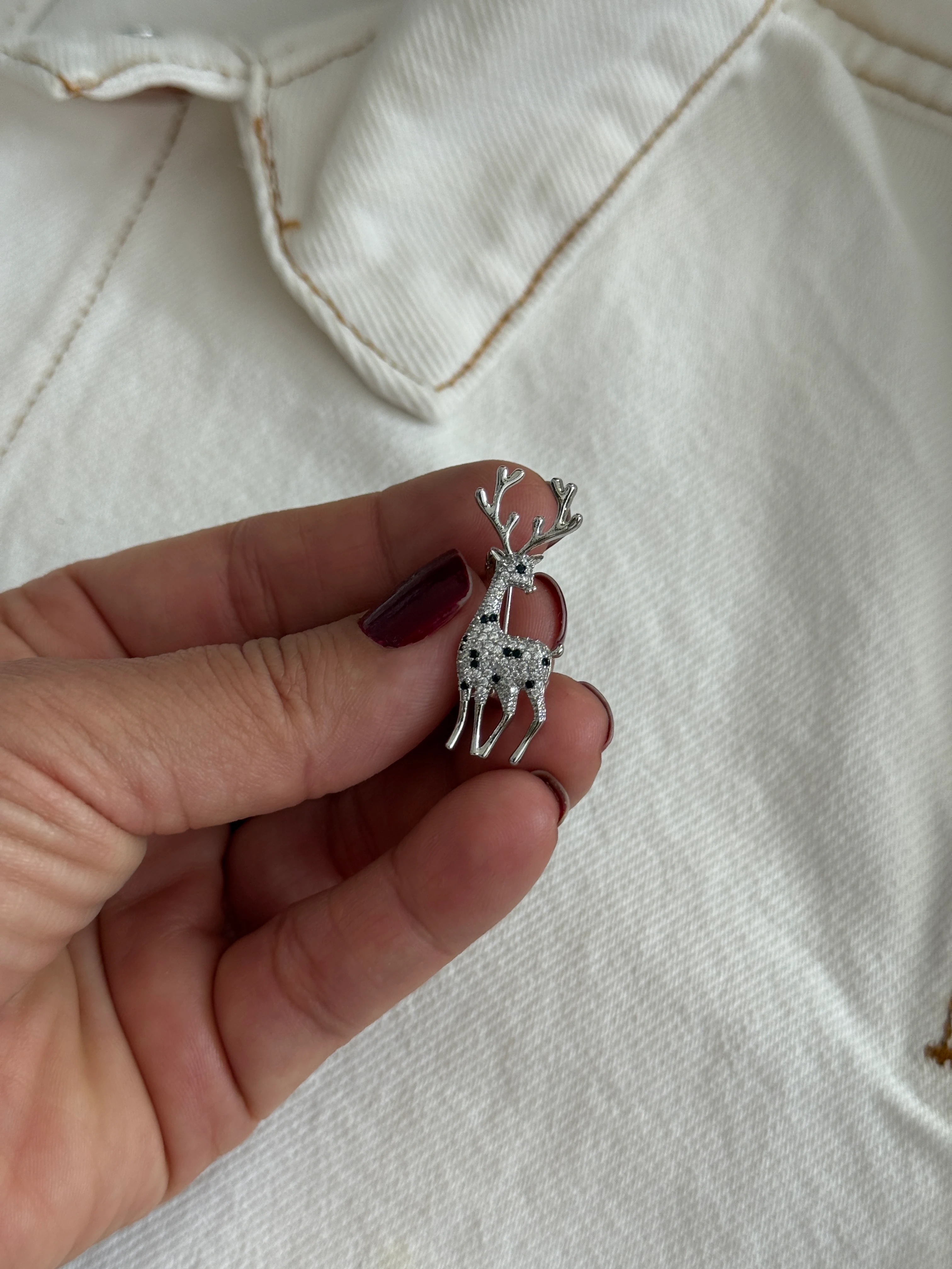 Gri Mimimal Geyik Broş