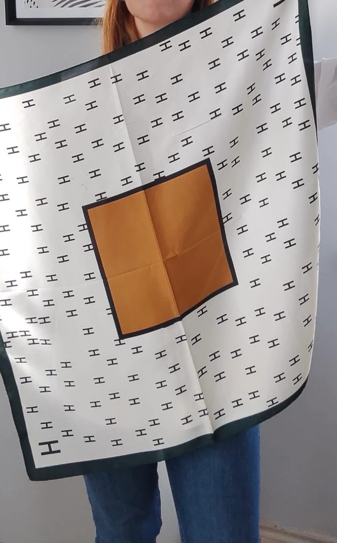 Krem Kahve Saten Fular 70x70