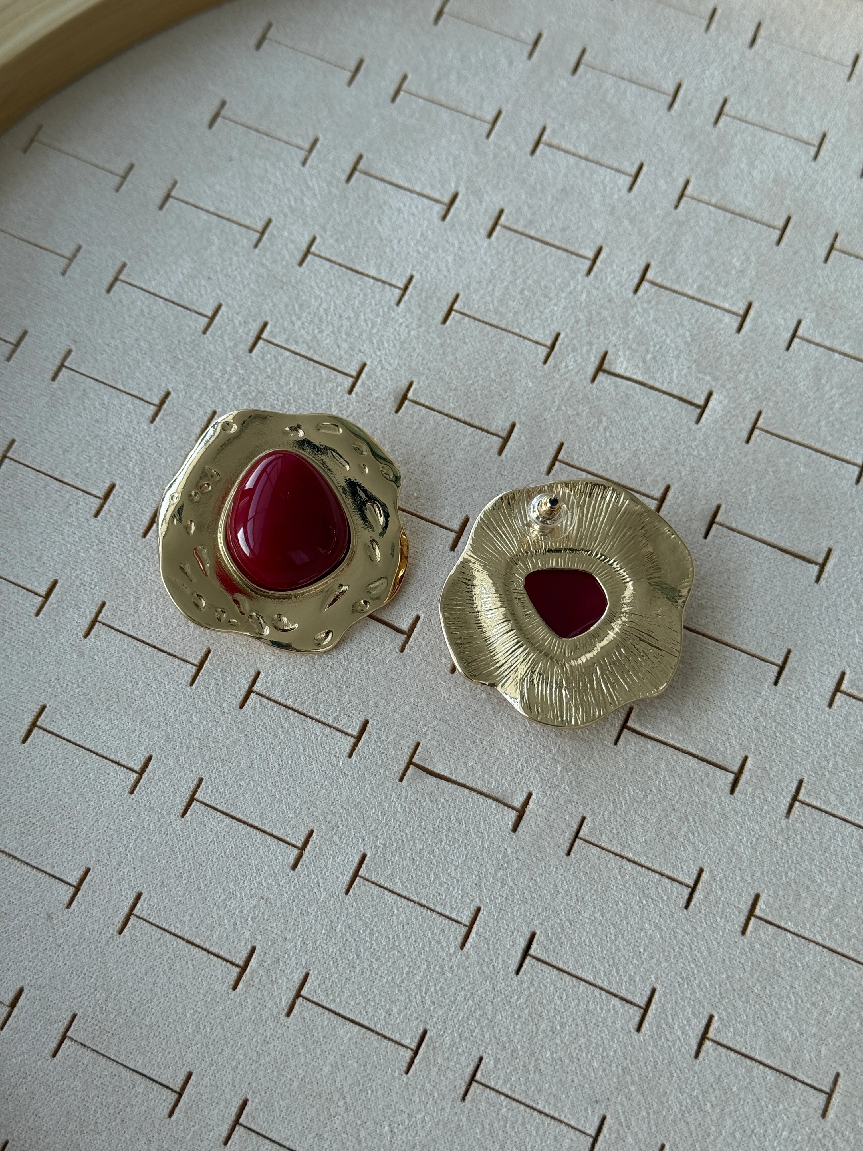 Özel Seri Vintage Mat Bordo Küpe