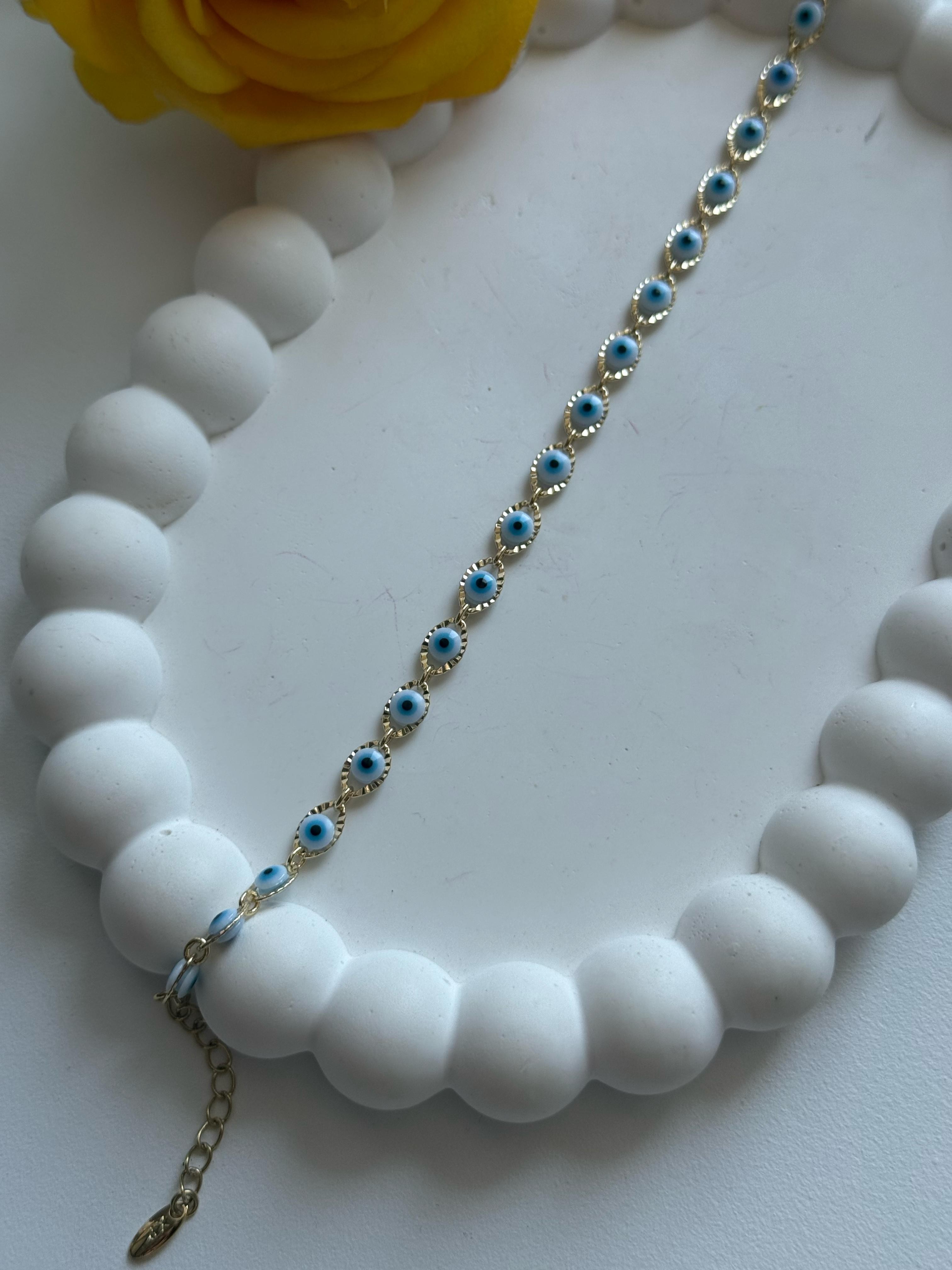 Vip 14K  Otantik Beyaz Nazarlı Bileklik