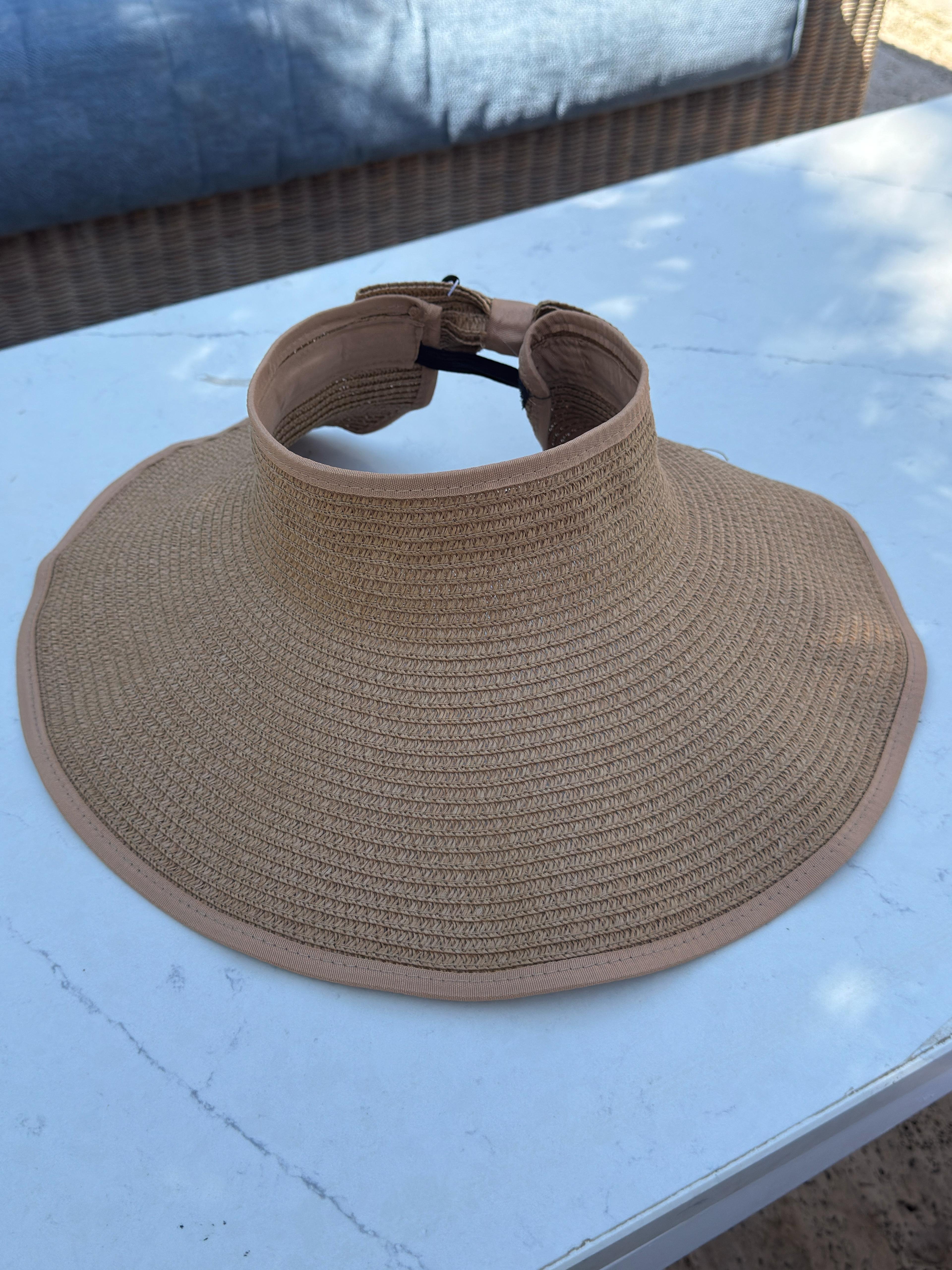 Üstü Açık Hasır Vizör Şapka Camel