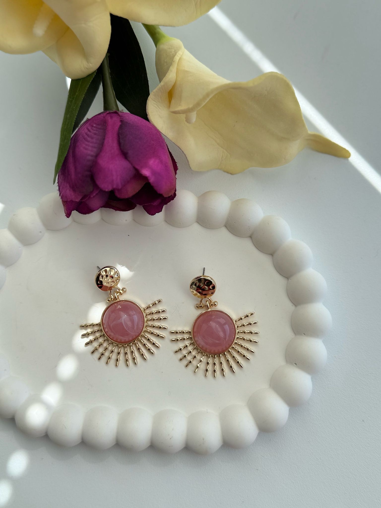 Özel Seri Pudra Pembesi Vintage Küpe