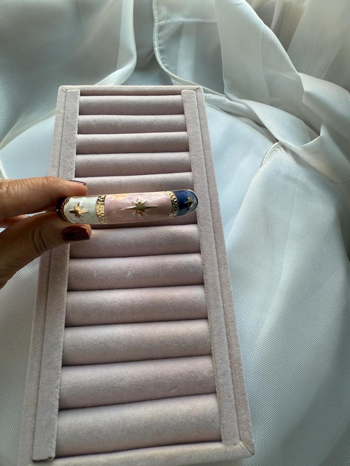 Özel Seri Kuzey Yıldızı Mineli Kelepçe Bileklik-Soft Pembe