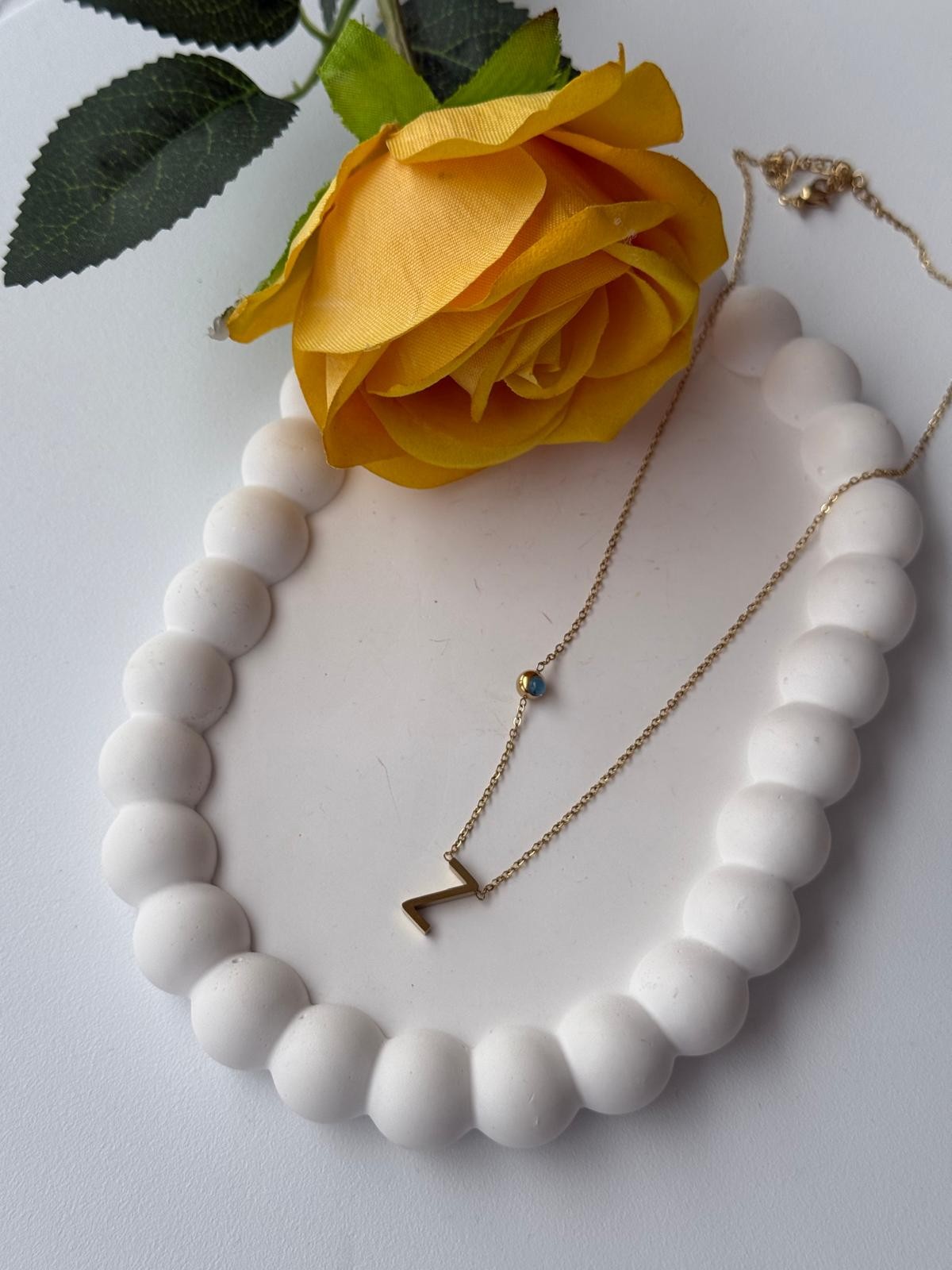 Çelik Nazarlı Minimal Harf Kolye