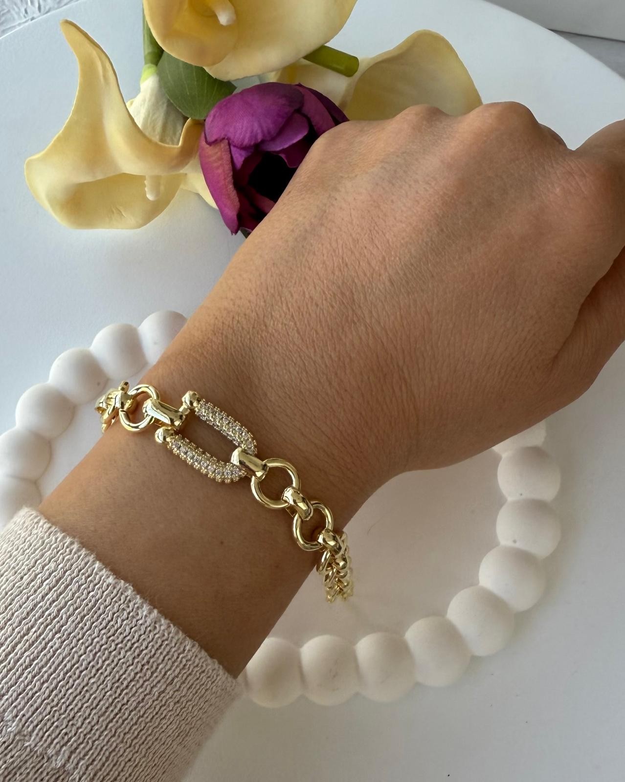 Vip 14k Zirkon Taşlı Nal Bileklik