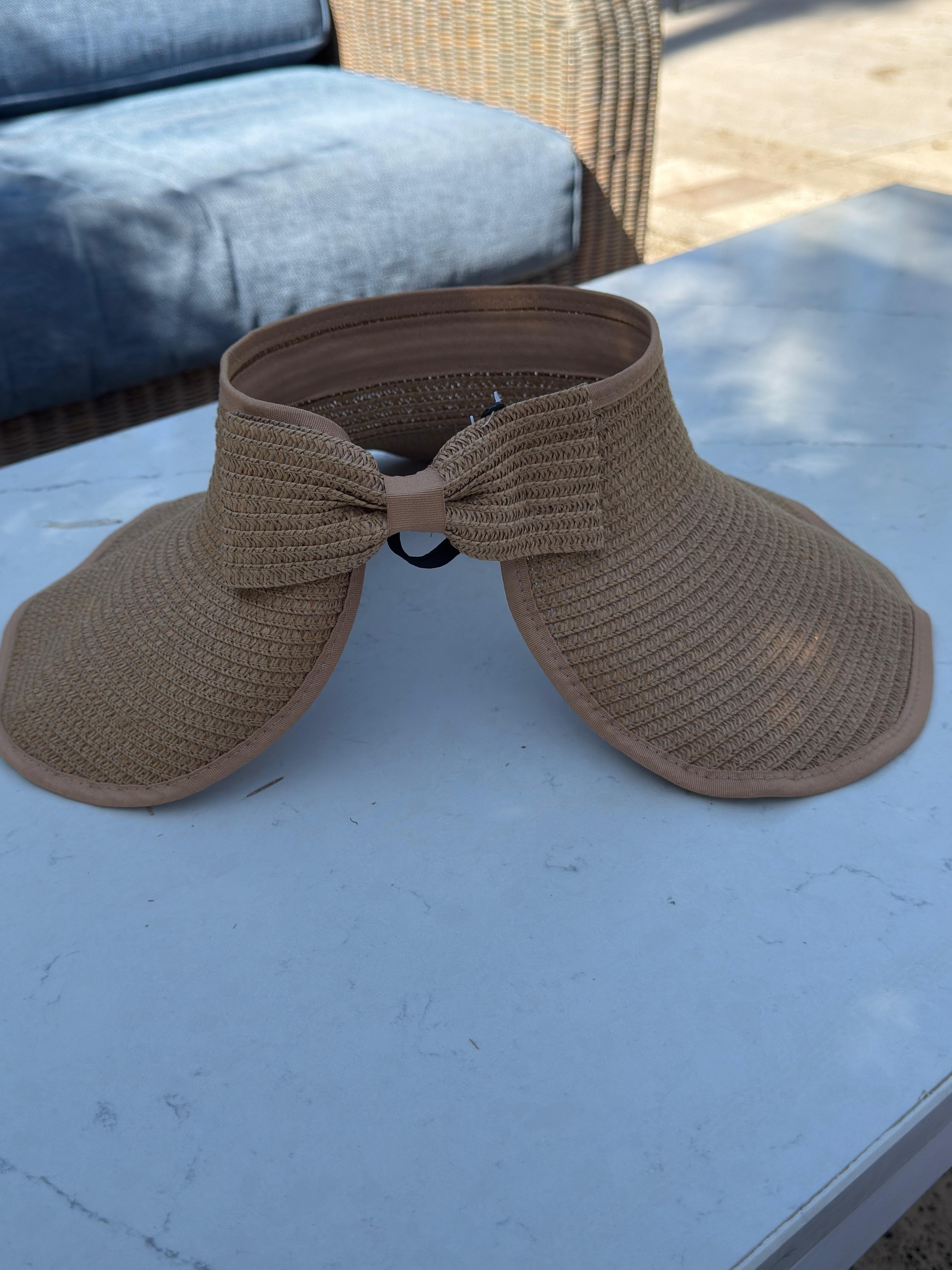 Üstü Açık Hasır Vizör Şapka Camel