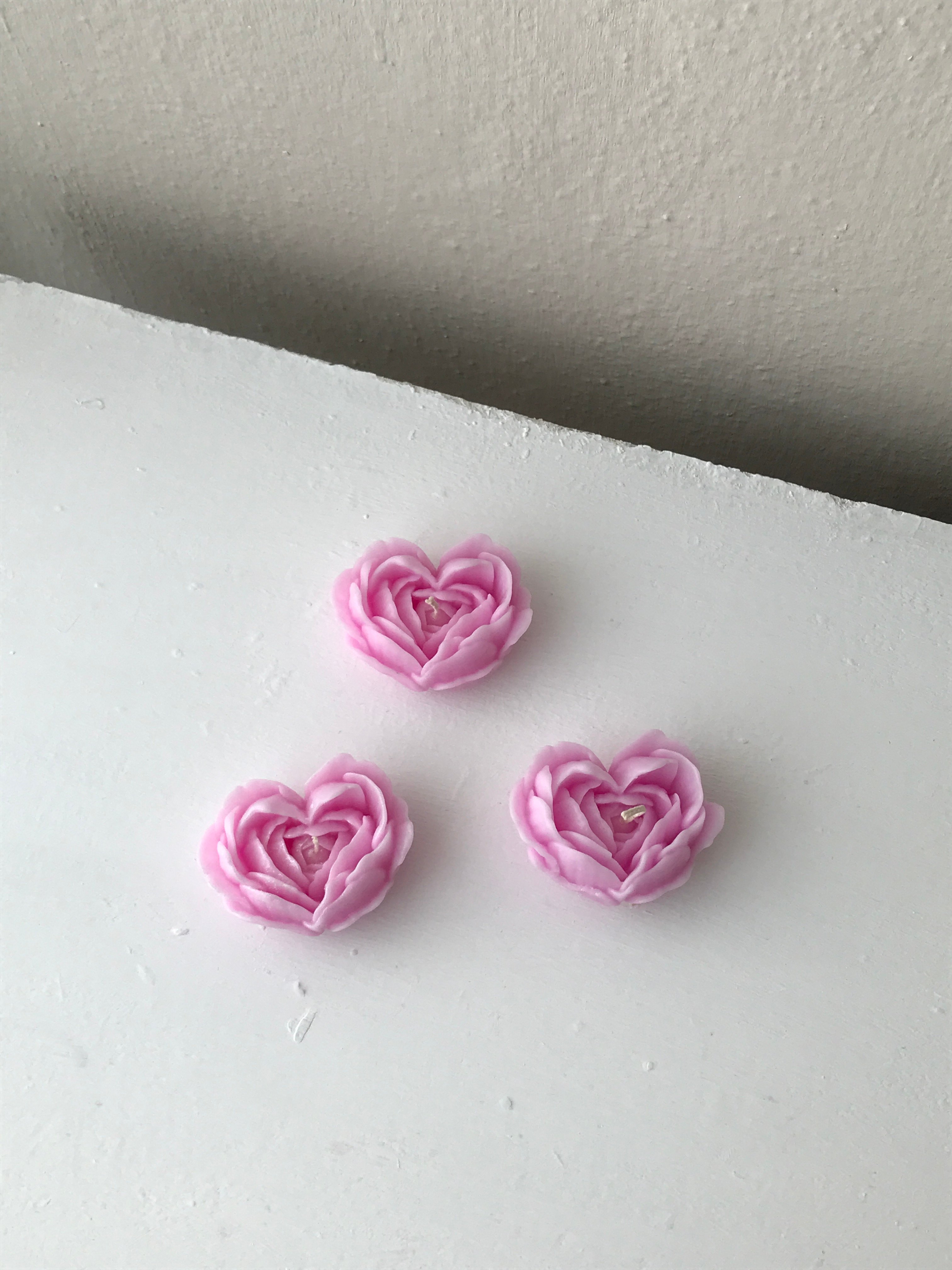 Set of 3 Decorative Heart Rose Candles