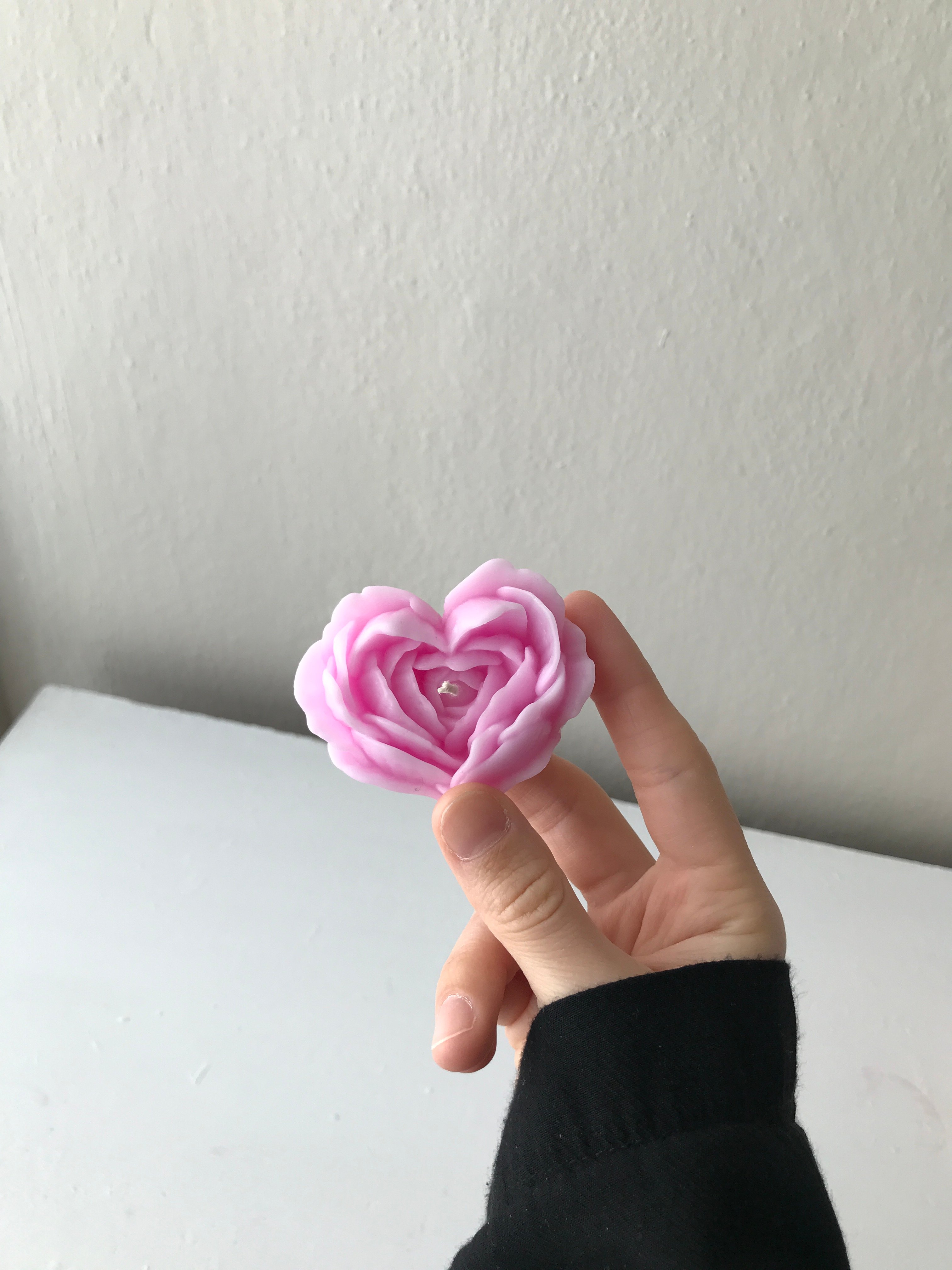 Set of 3 Decorative Heart Rose Candles