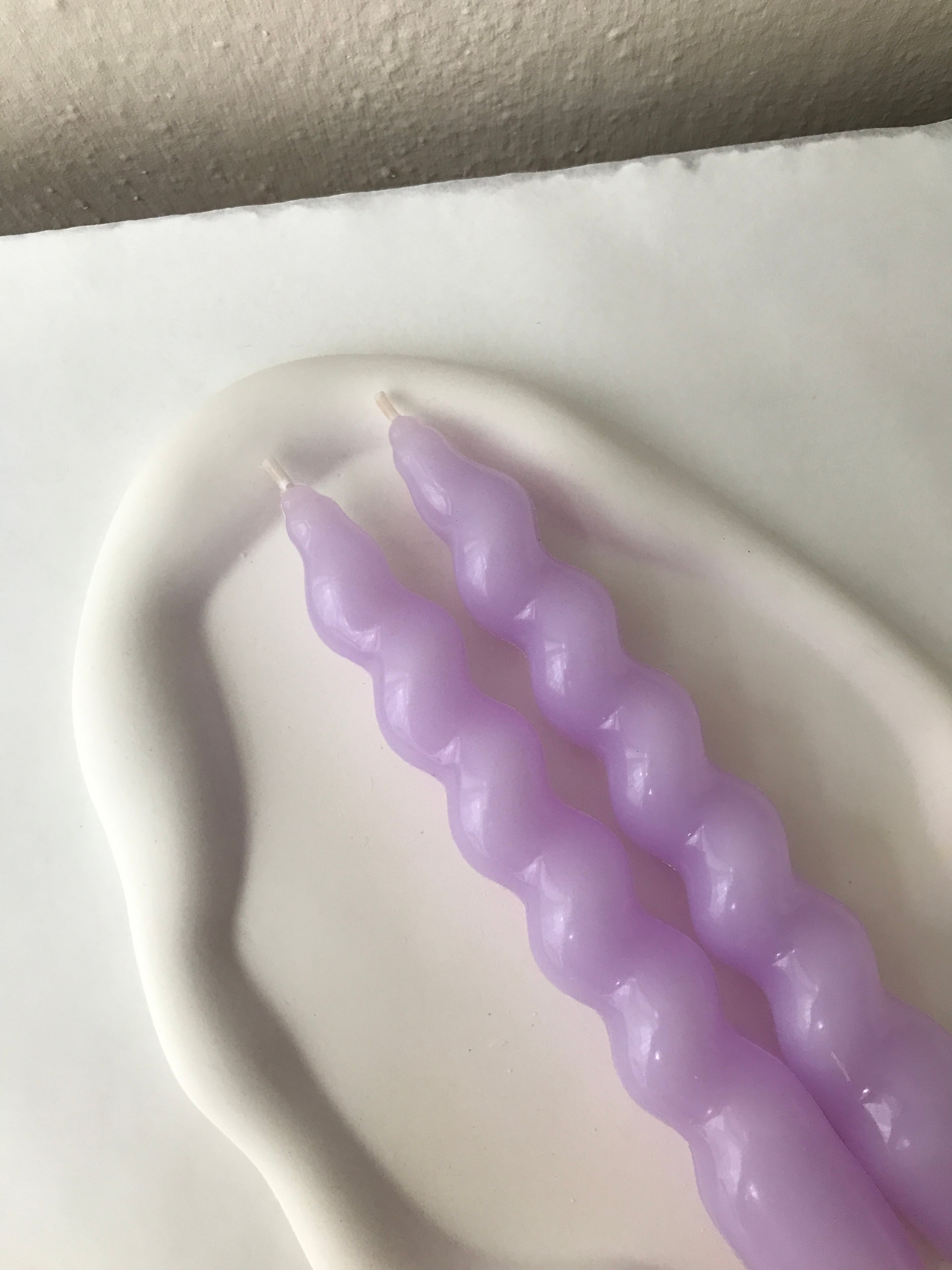 Set of 2 Twisted Candlestick Candles - Pastel Mor