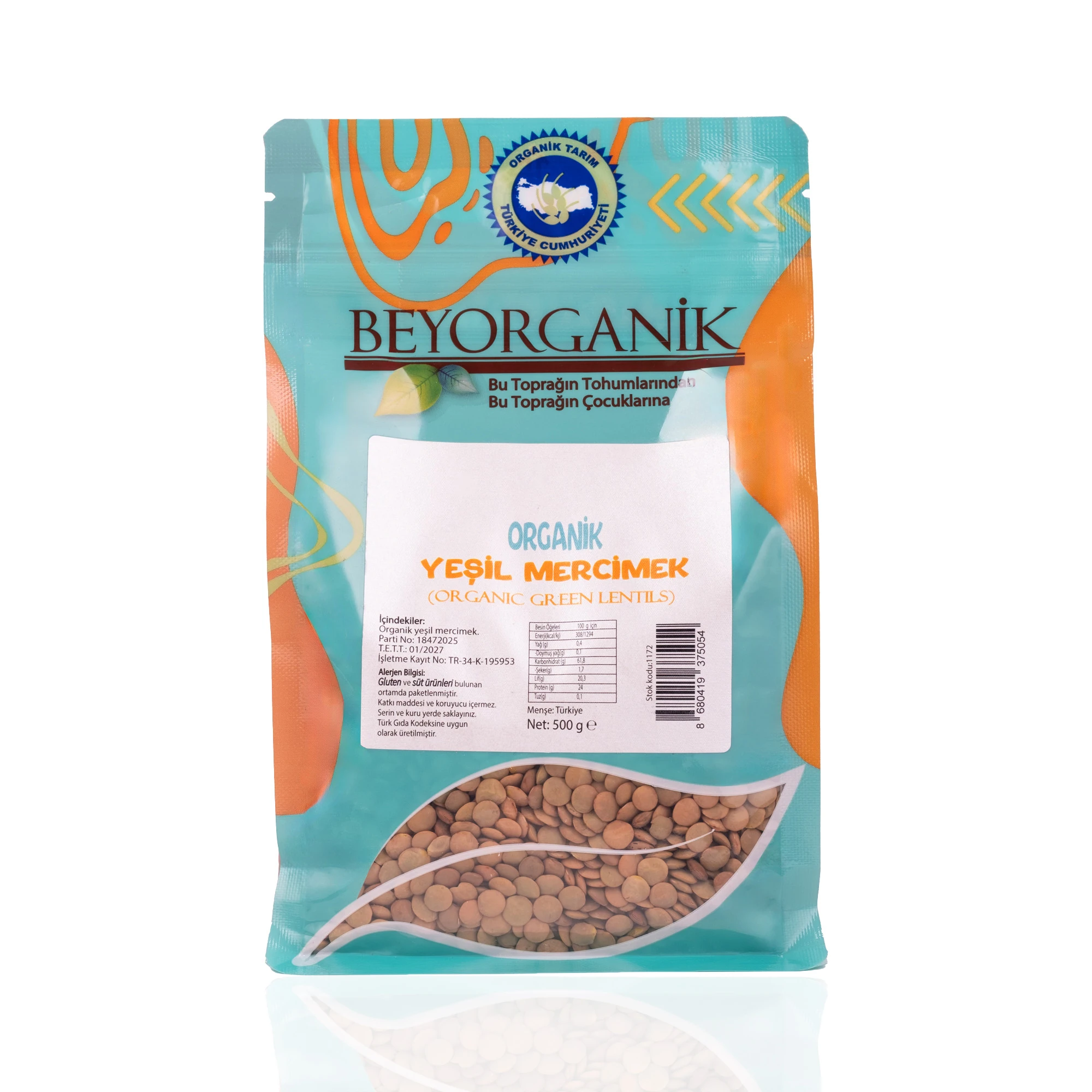 Organik Yeşil Mercimek 500 gr