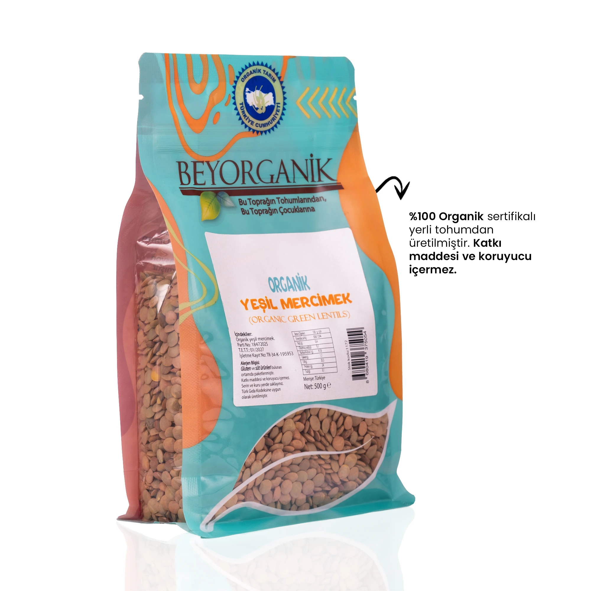 Organik Yeşil Mercimek 500 gr