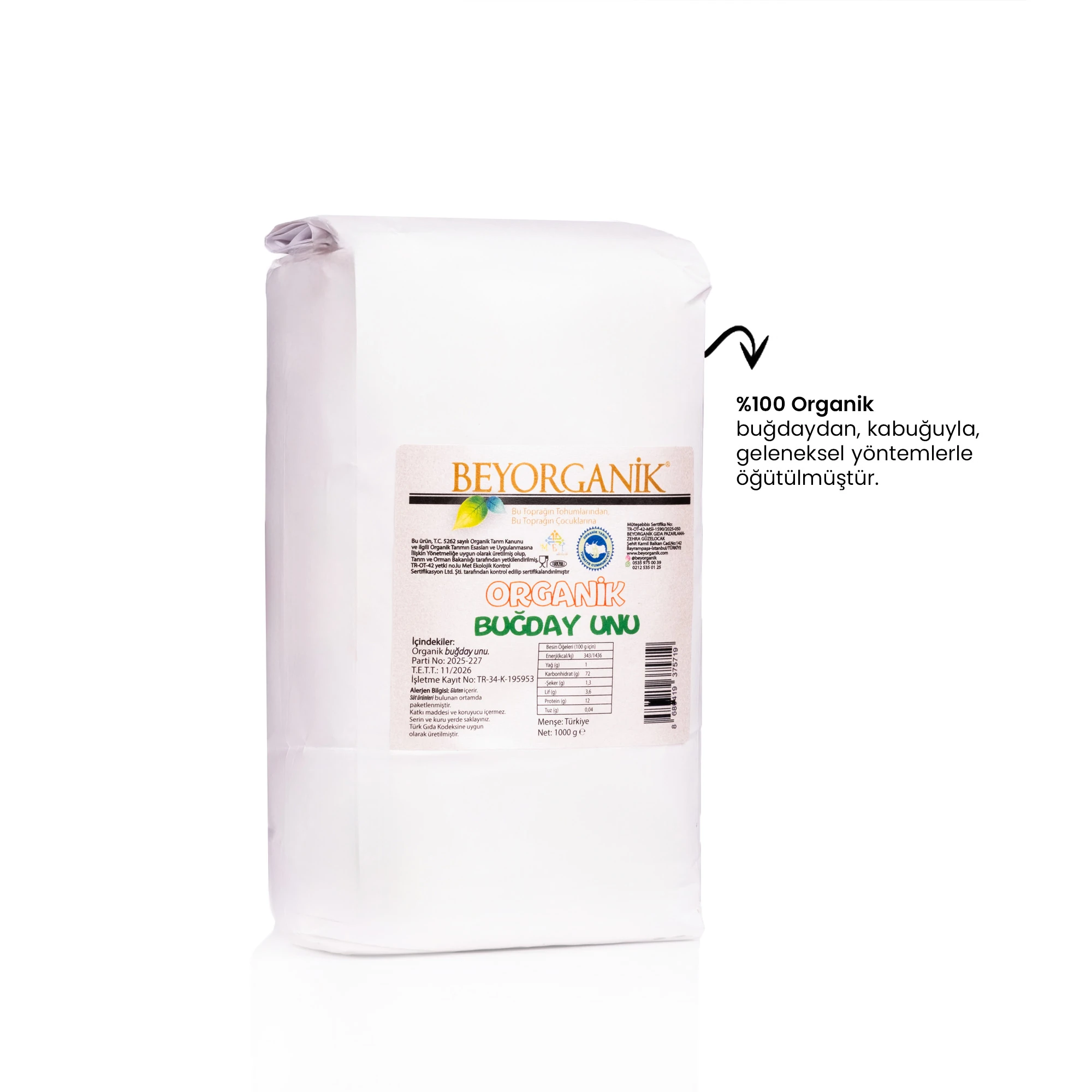 Organik Tam Buğday Unu 1000 gr