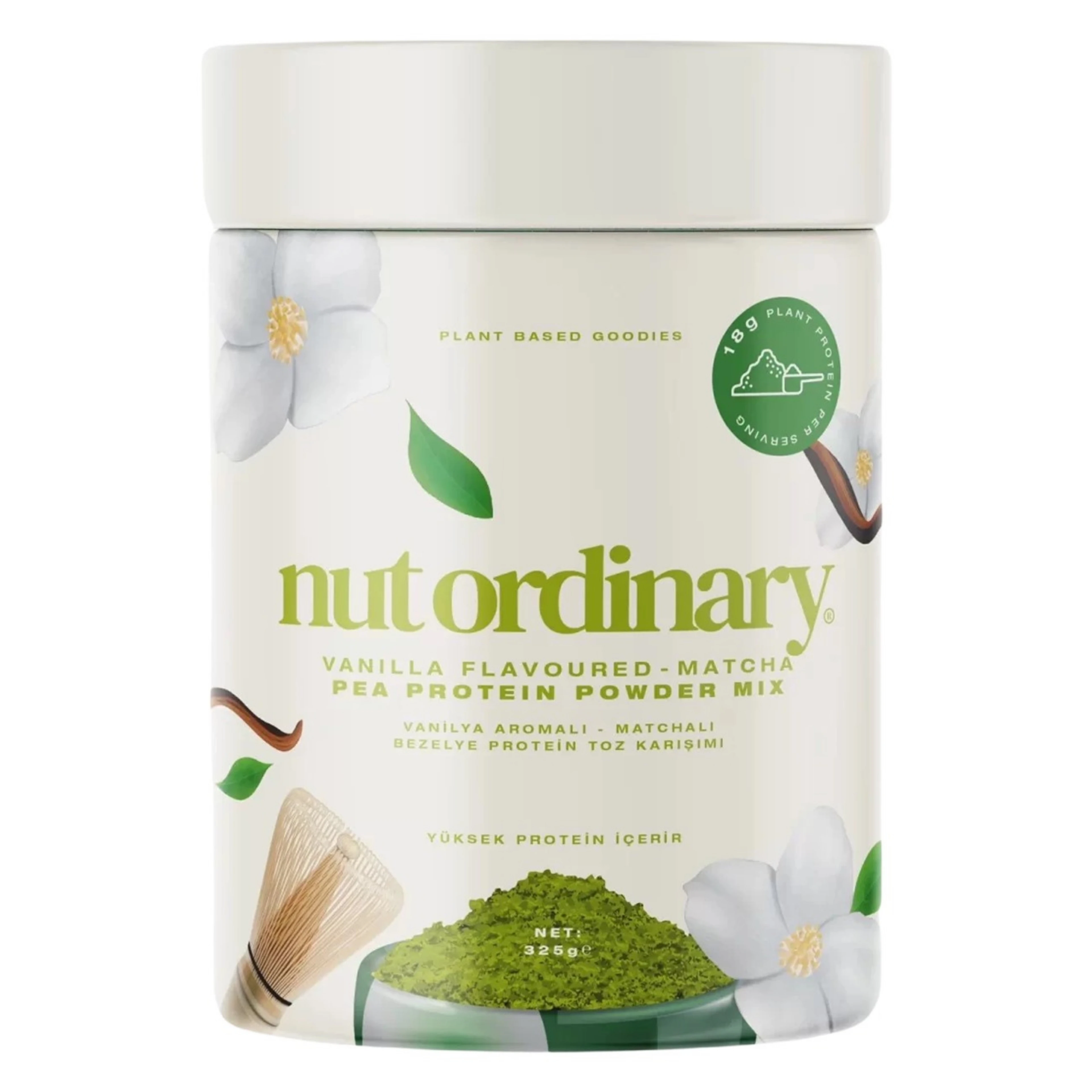 Vanilya Aromalı – Matchalı Bezelye Protein Toz Karışımı 325gr