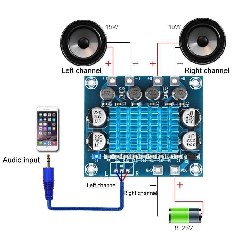 2x30 Watt TPA3110 Çİpli 8-26V Dijital Amfi Devresi Amplifikatör